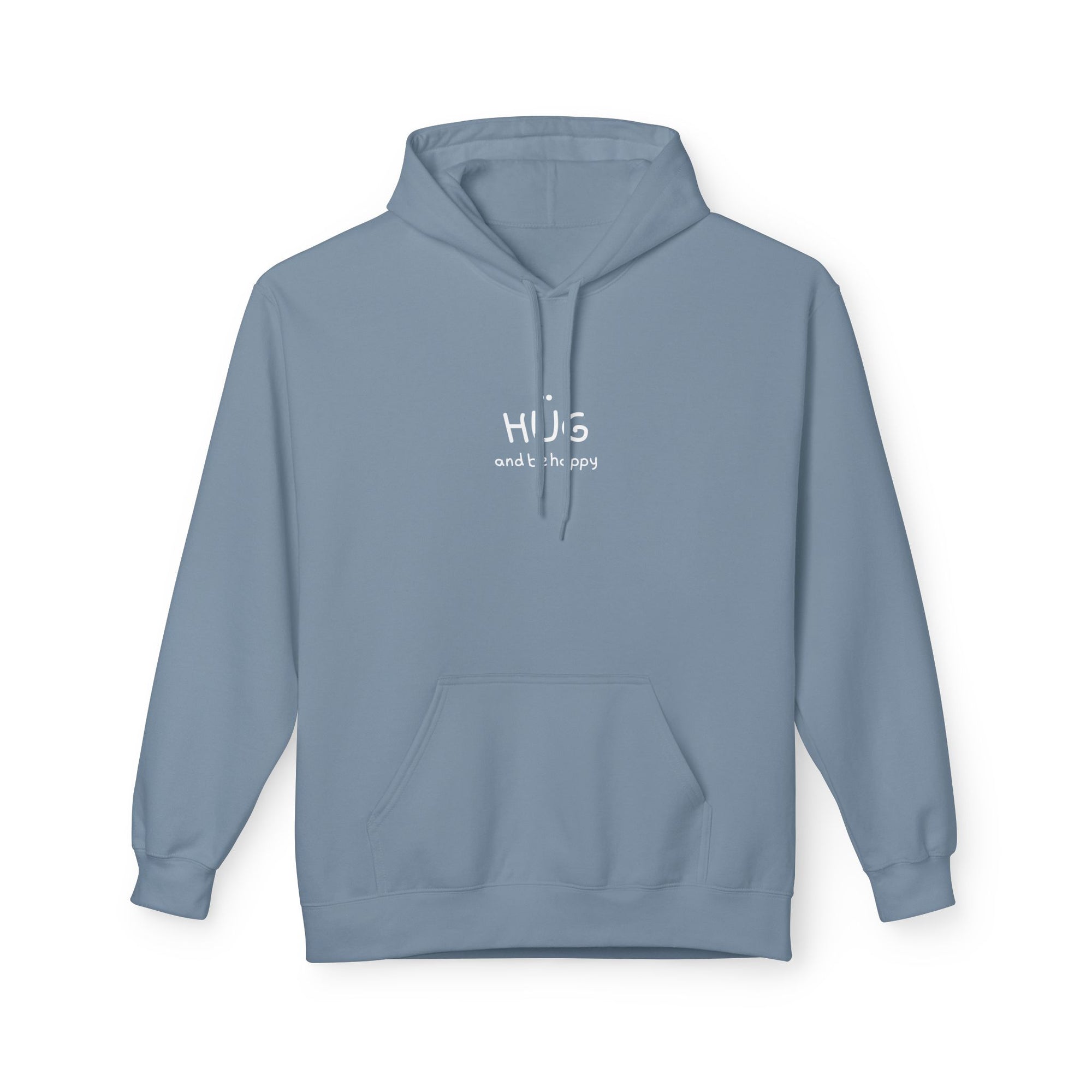 Spread some love with our "Hug and Be Happy" - Unisex Midweight Soft-style Fleece Hoodie for Ultimate Comfort (Click for MORE COLORS)