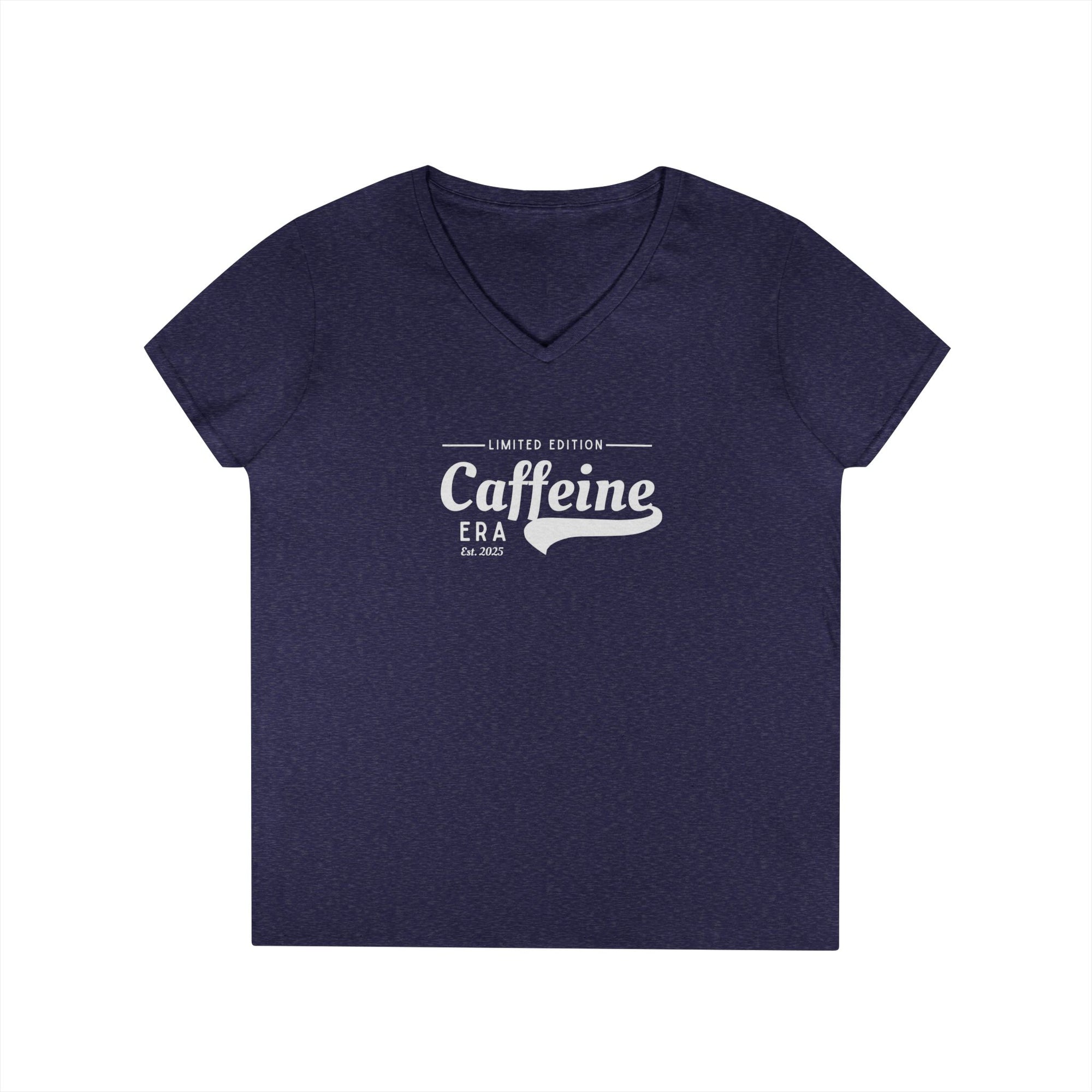 Caffeine Lovers Flattering V-Neck Tee, Casual Women's Top, Trending Gift for Coffee Enthusiasts (Click for more colors.)