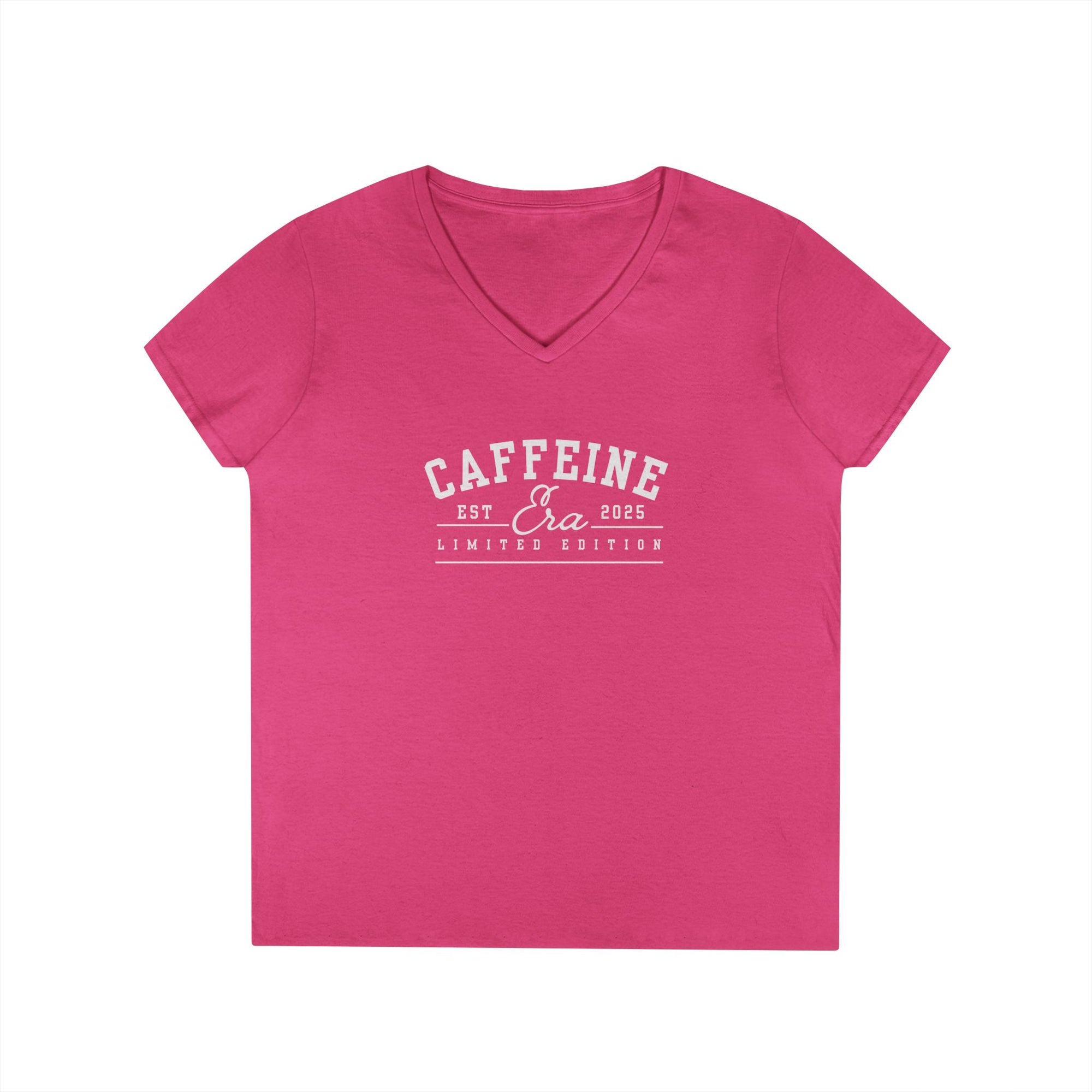 Caffeine Lovers Flattering V-Neck Tee, Casual Women's Top, Trending Gift for Coffee Enthusiasts (Click for more colors.)