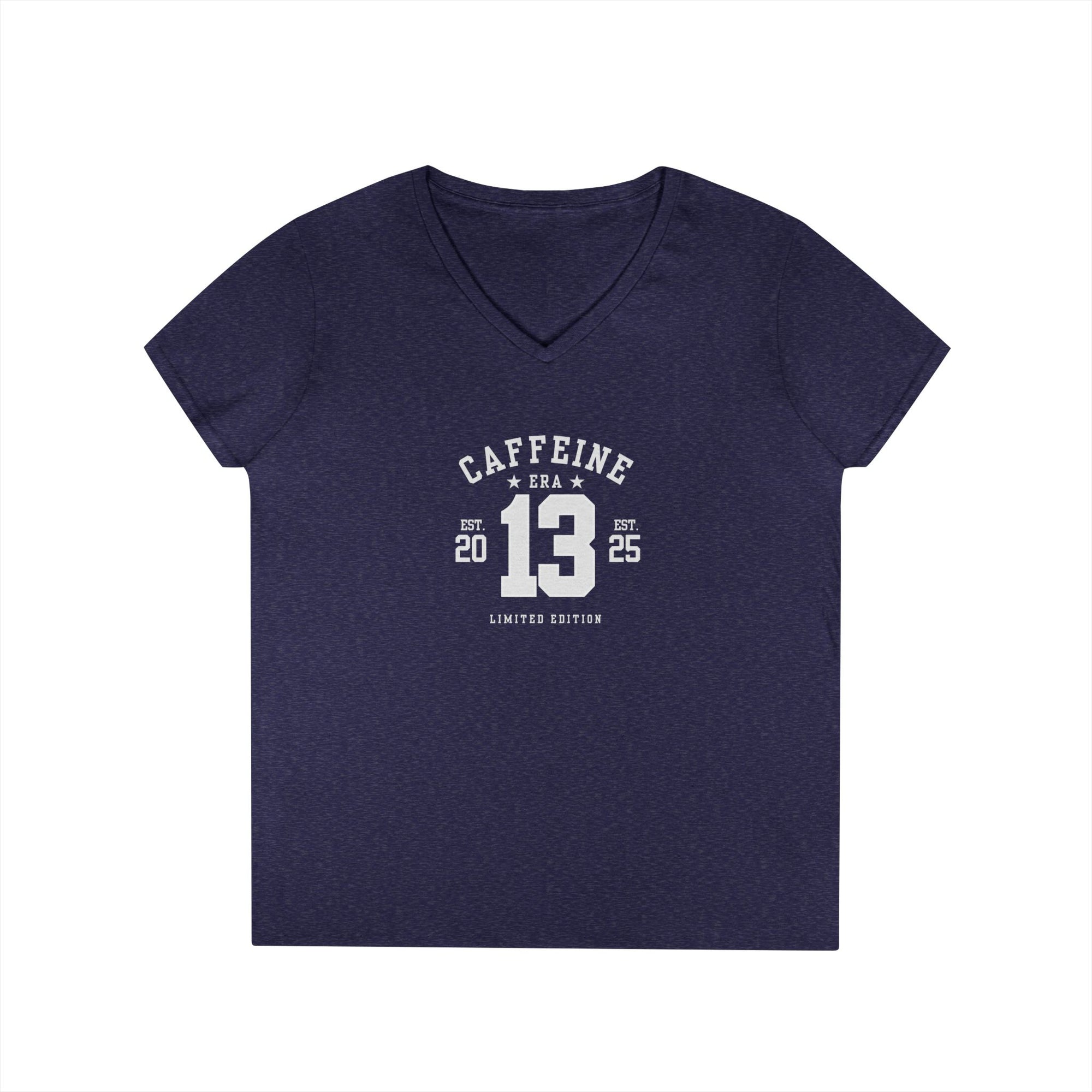 Caffeine Lovers Flattering V-Neck Tee, Casual Women's Top, Trending Gift for Coffee Enthusiasts (Click for more colors.)