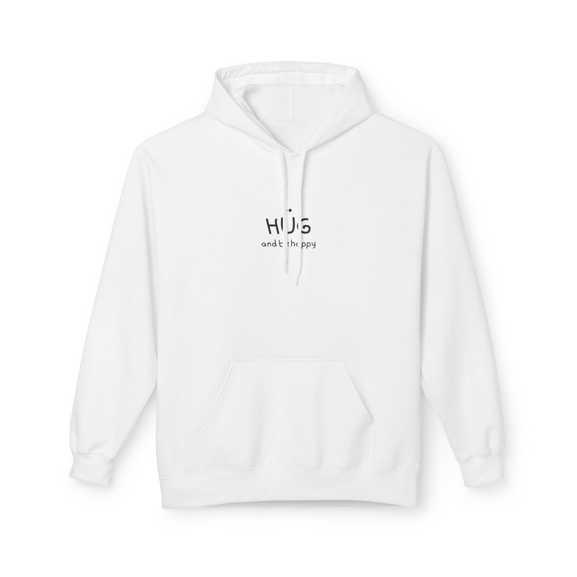 Spread some love with our "Hug and Be Happy" - Unisex Midweight Soft-style Fleece Hoodie for Ultimate Comfort (Click for MORE COLORS)