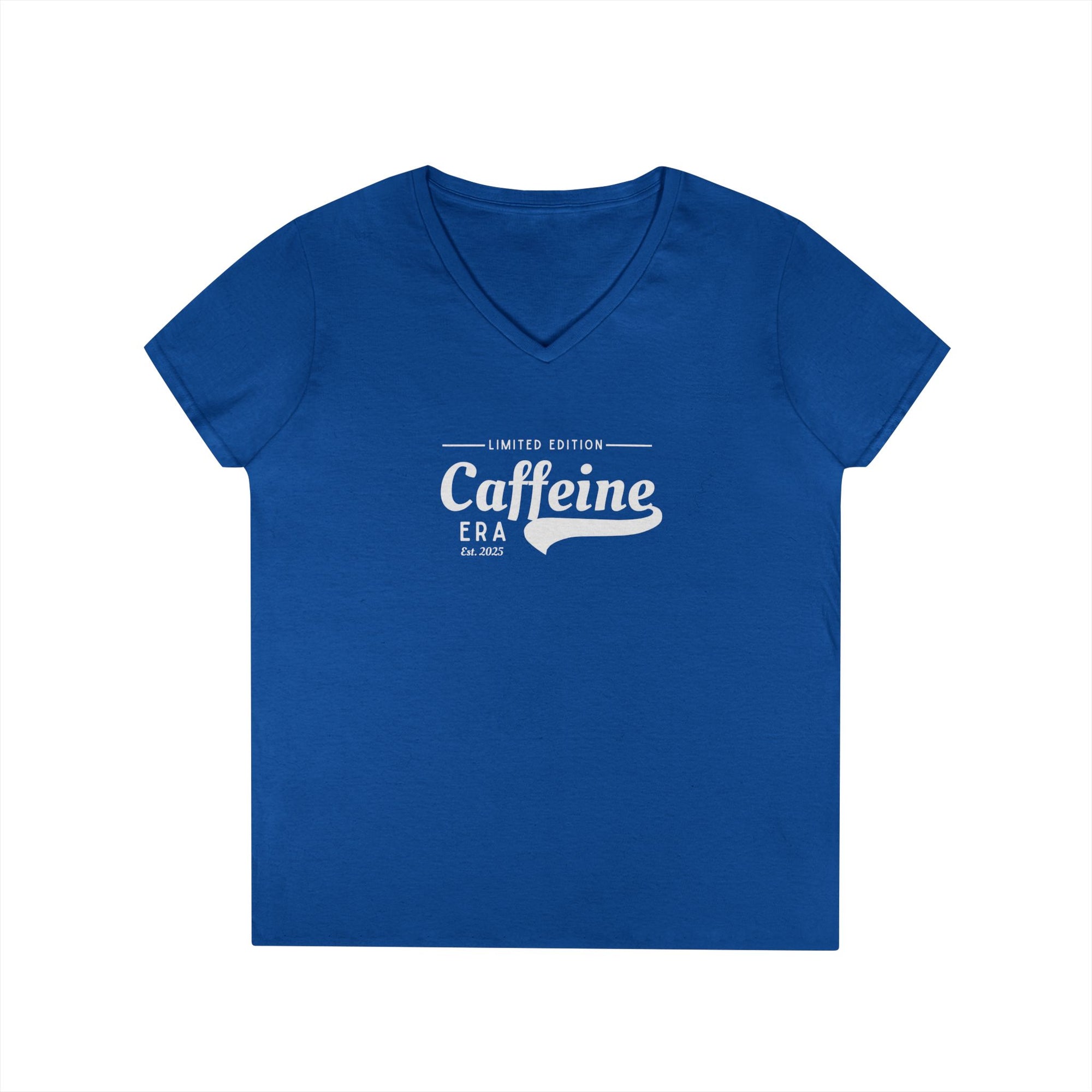 Caffeine Lovers Flattering V-Neck Tee, Casual Women's Top, Trending Gift for Coffee Enthusiasts (Click for more colors.)