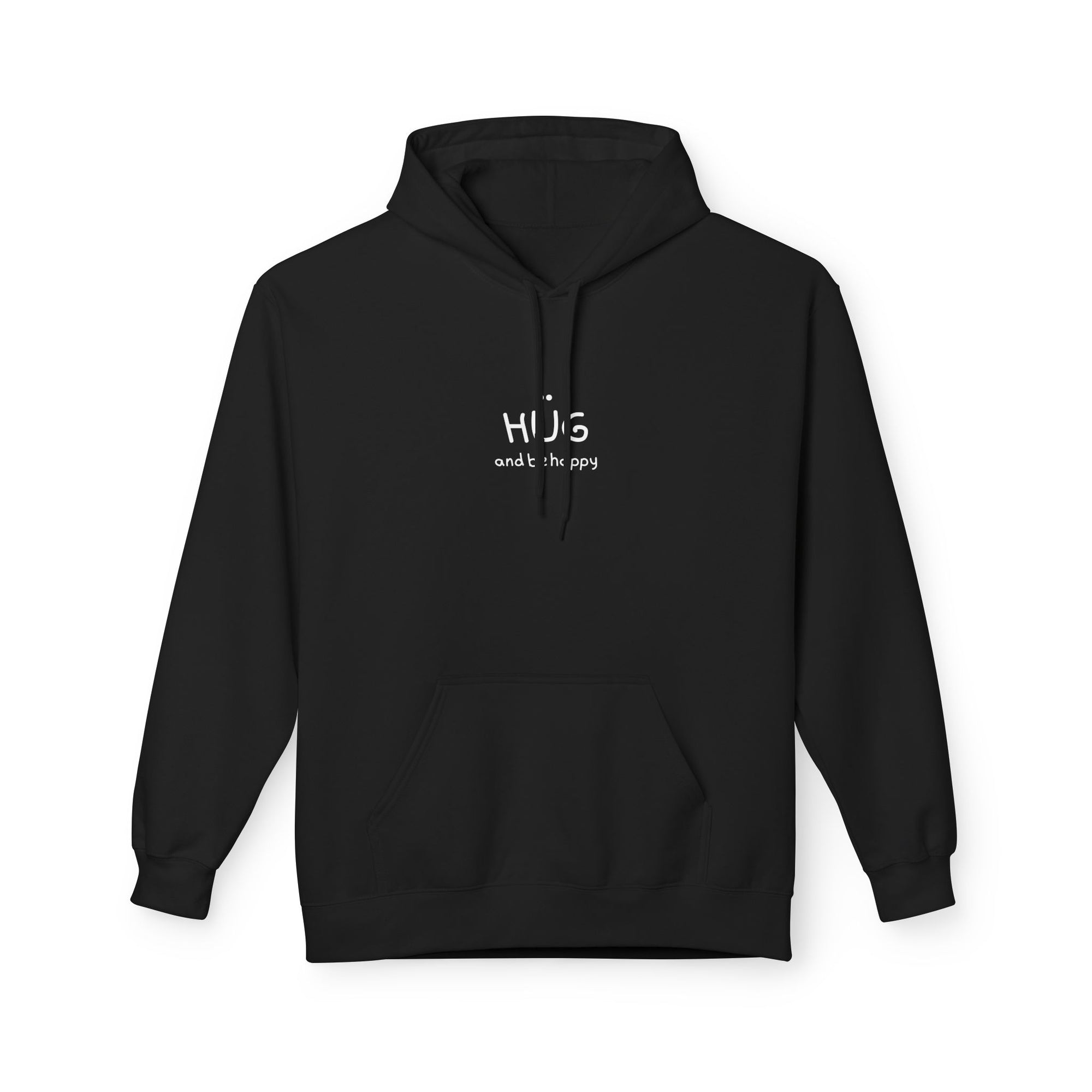 Spread some love with our "Hug and Be Happy" - Unisex Midweight Soft-style Fleece Hoodie for Ultimate Comfort (Click for MORE COLORS)