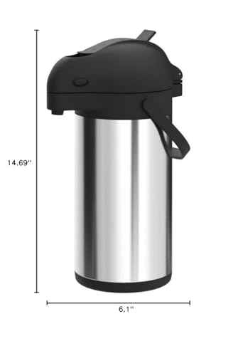 Cresimo Coffee Carafe with Pump - 102oz / 3L Airpot 12 Hours Large Hot Water Carafe, Cocoa Dispenser for Parties - Tea Flask, Insulated Stainless Steel Air Pots for Hot Beverage Dispenser -Coffee Pump
