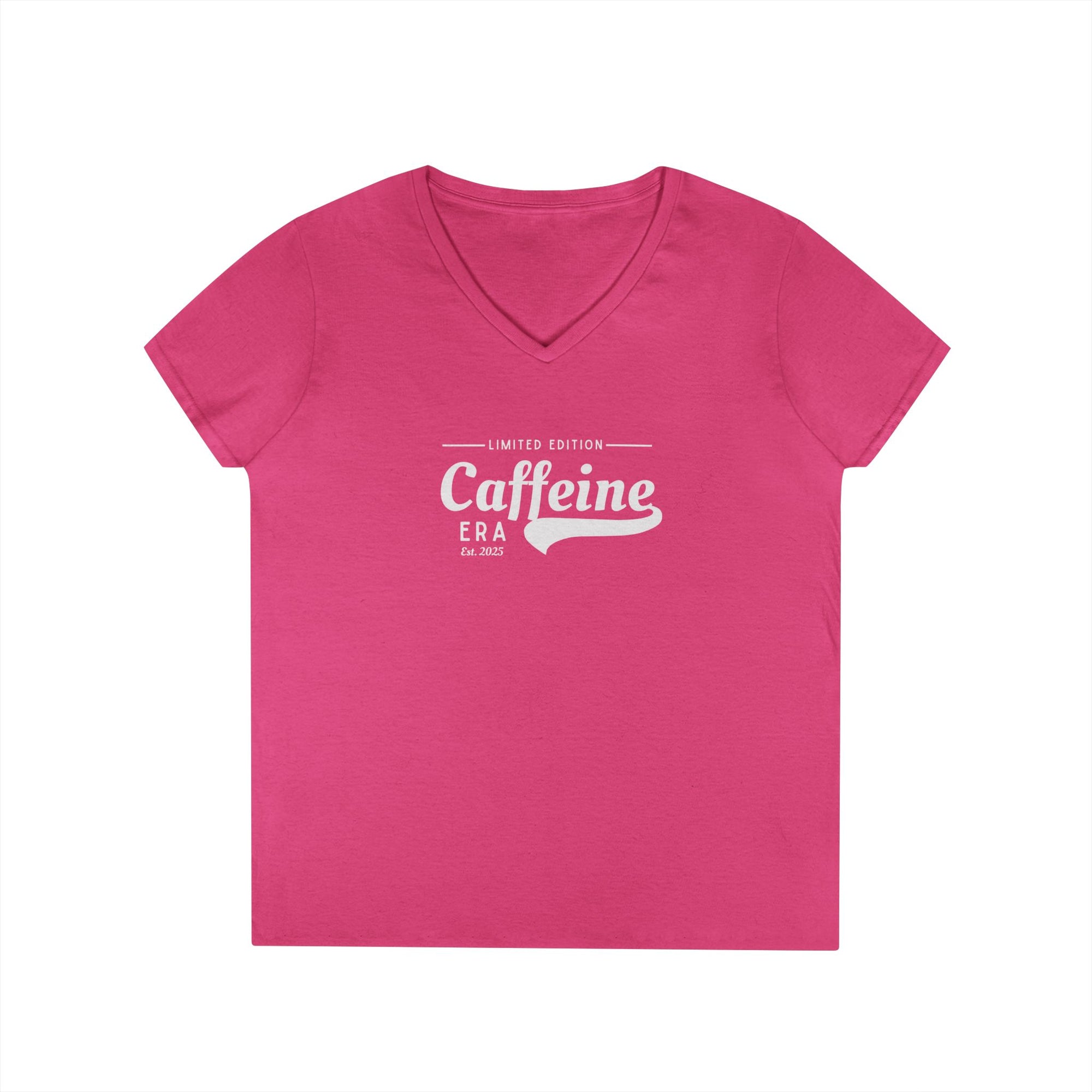 Caffeine Lovers Flattering V-Neck Tee, Casual Women's Top, Trending Gift for Coffee Enthusiasts (Click for more colors.)