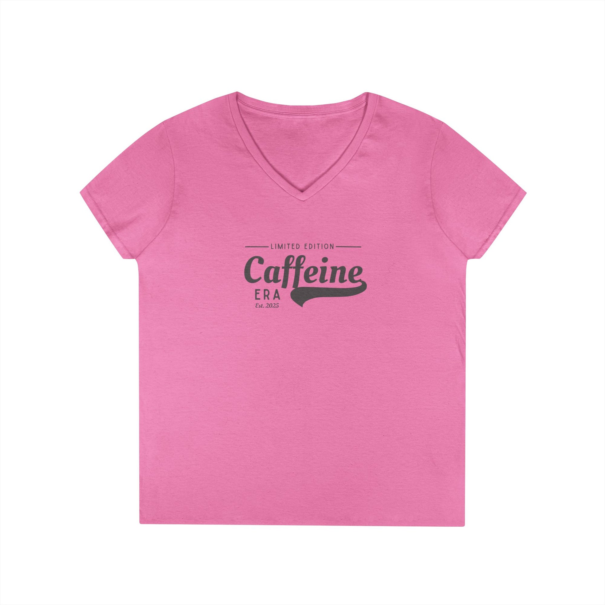 Caffeine Lovers Flattering V-Neck Tee, Casual Women's Top, Trending Gift for Coffee Enthusiasts (Click for more colors.)
