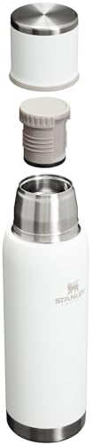 Stanley Adventure-To-Go Vacuum Bottle 1.1 qt | Wide Mouth with Leakproof Cup Lid | Keep Drinks Hot or Cold | Packable for Travel | Insulated Stainless Steel Thermal Bottle | BPA-Free | Frost