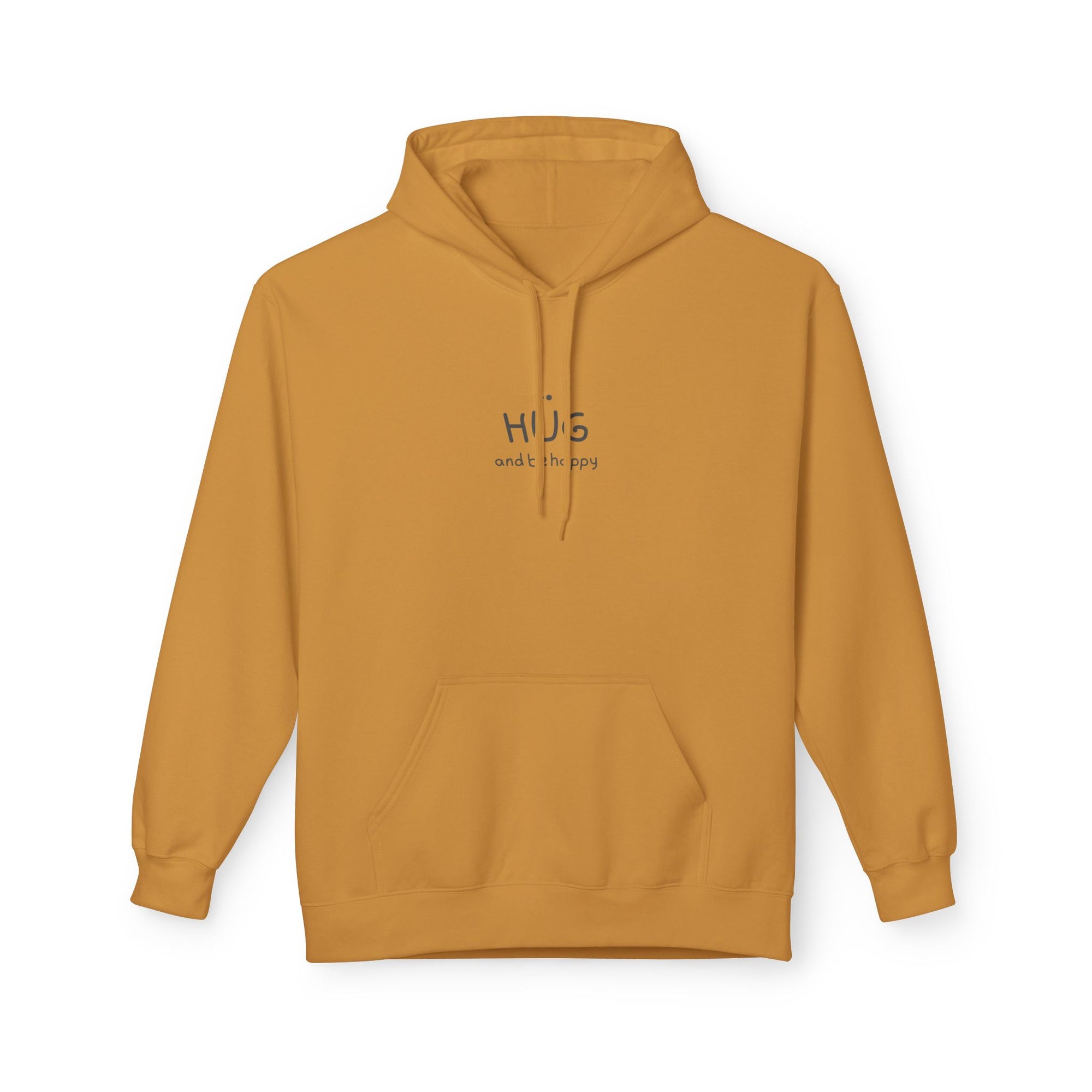 Spread some love with our "Hug and Be Happy" - Unisex Midweight Soft-style Fleece Hoodie for Ultimate Comfort (Click for MORE COLORS)