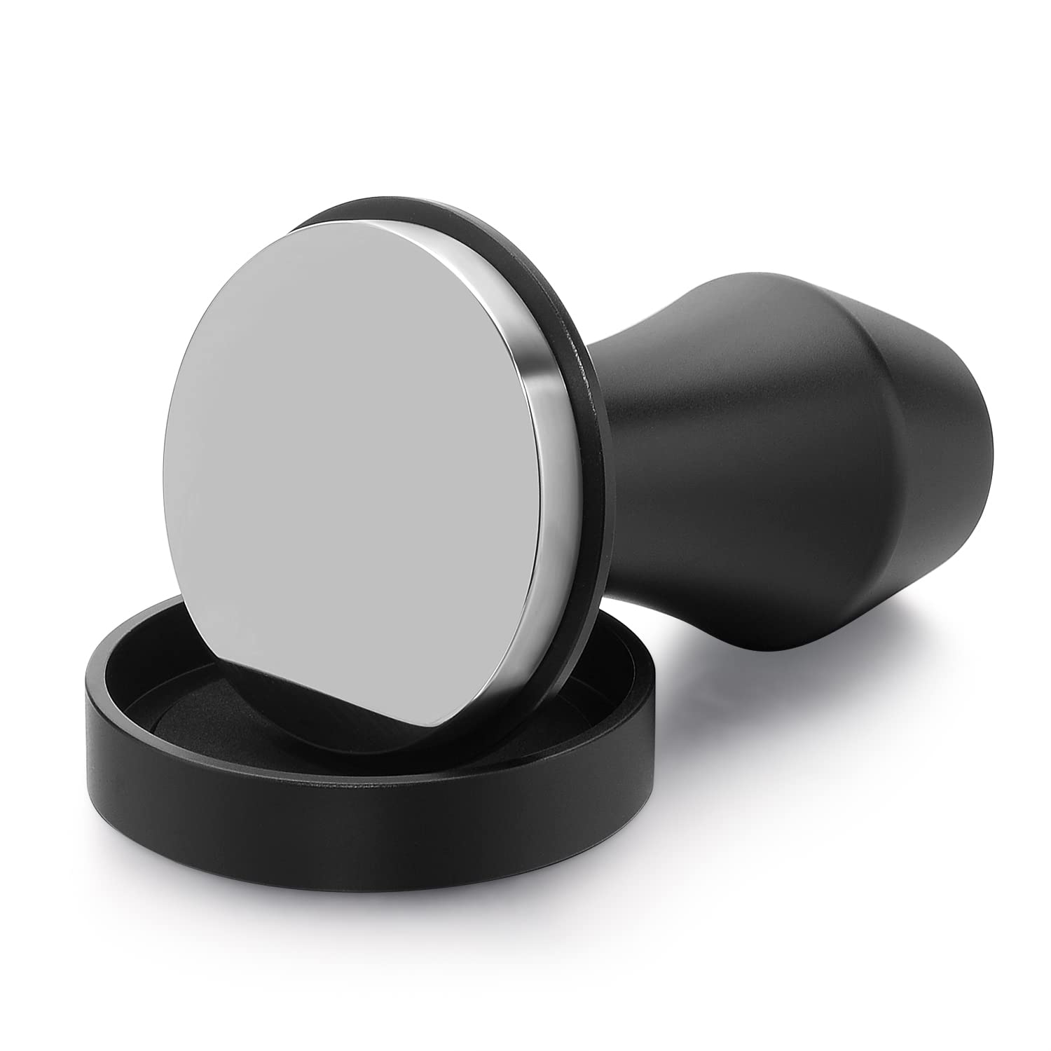Normcore V4 Coffee Tamper 53.3mm - Spring-loaded Tamper – Barista Espresso Tamper with 15lb / 25lb / 30lbs Replacement Springs - Anodized Aluminum Handle and Stand - Flat Base