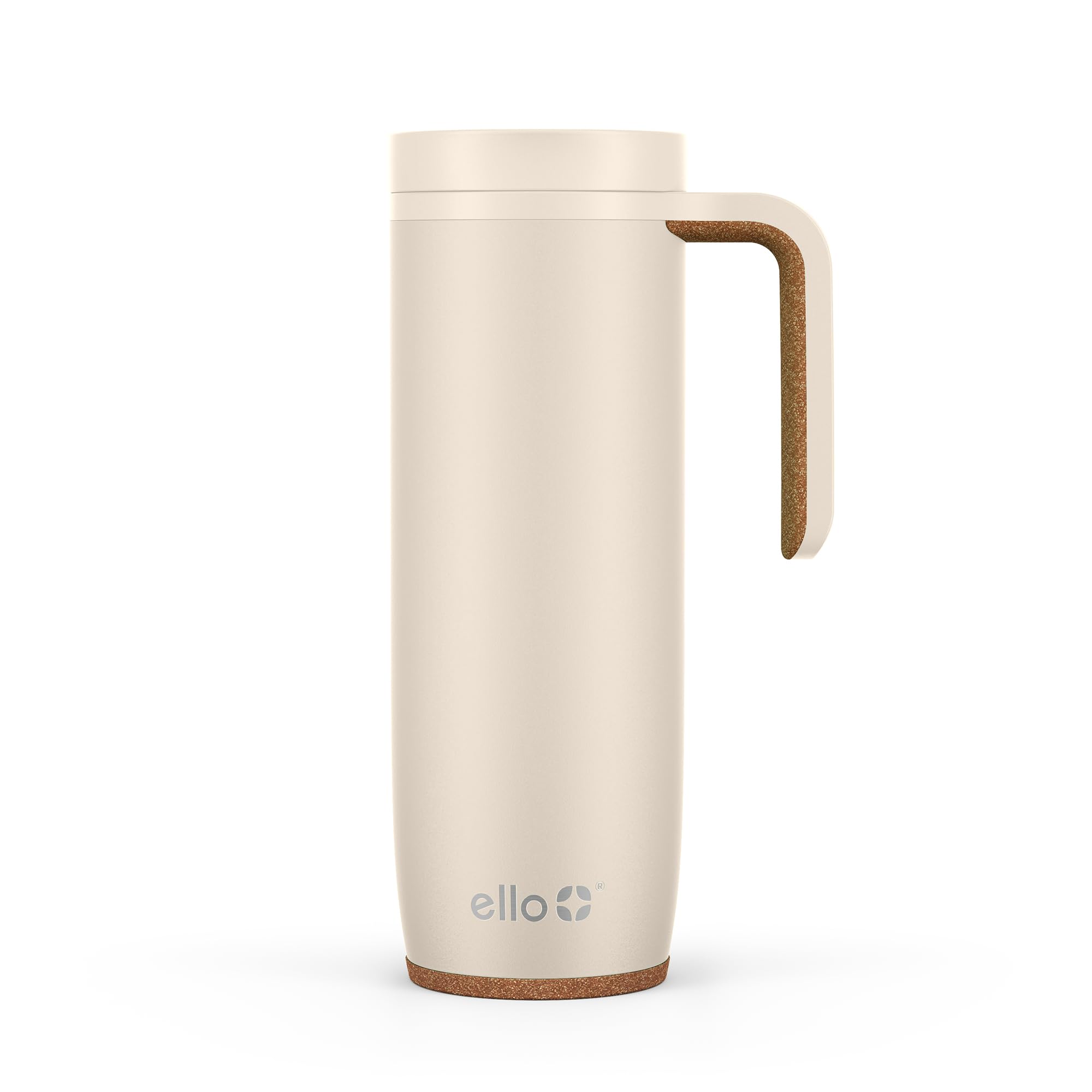 Ello Magnet 18oz Vacuum Insulated Stainless Steel Travel Mug with Side Handle and Leak-Proof Slider Lid and Built-in Coaster, Keeps Hot for 5 Hours, Perfect for Coffee or Tea, BPA-Free, Limestone