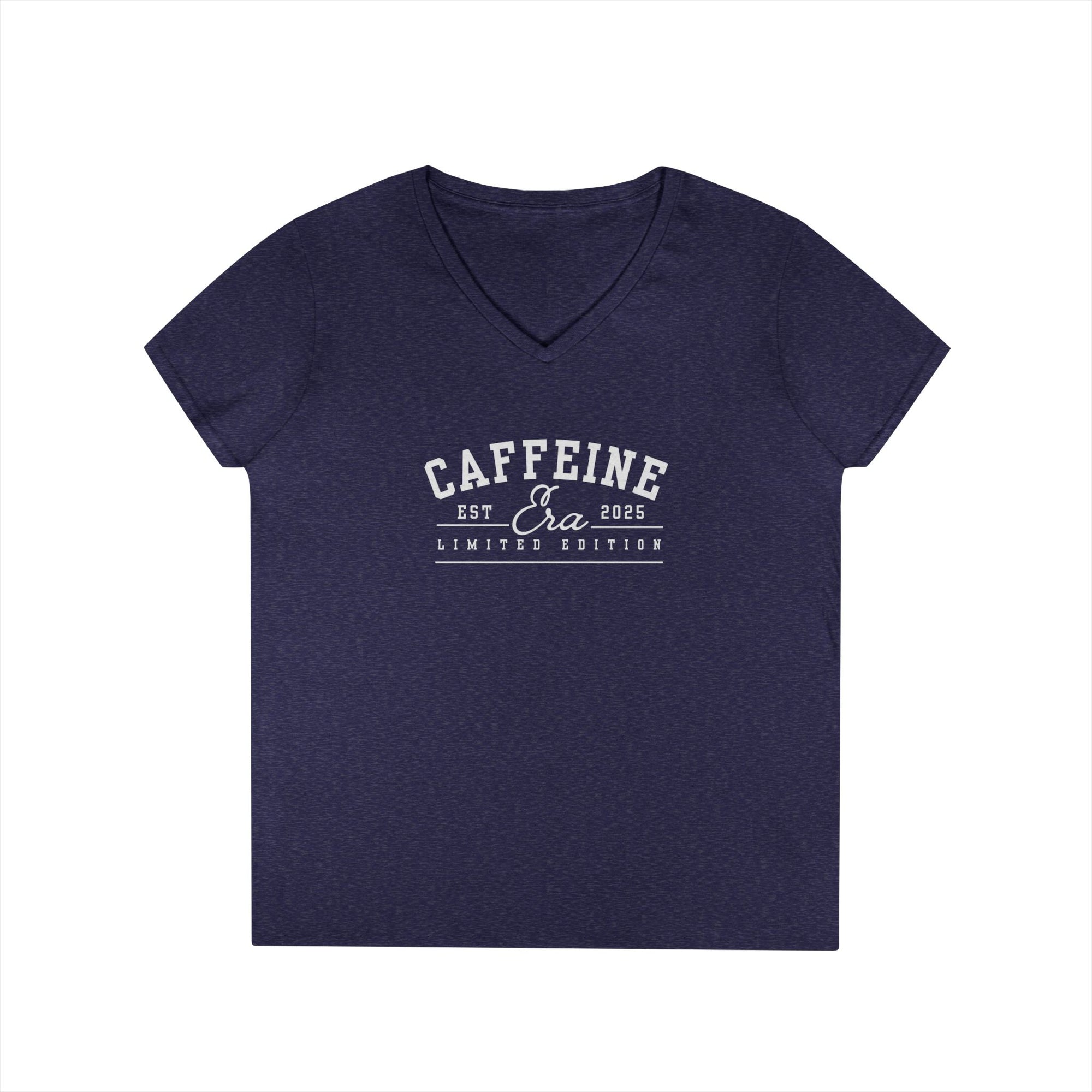 Caffeine Lovers Flattering V-Neck Tee, Casual Women's Top, Trending Gift for Coffee Enthusiasts (Click for more colors.)