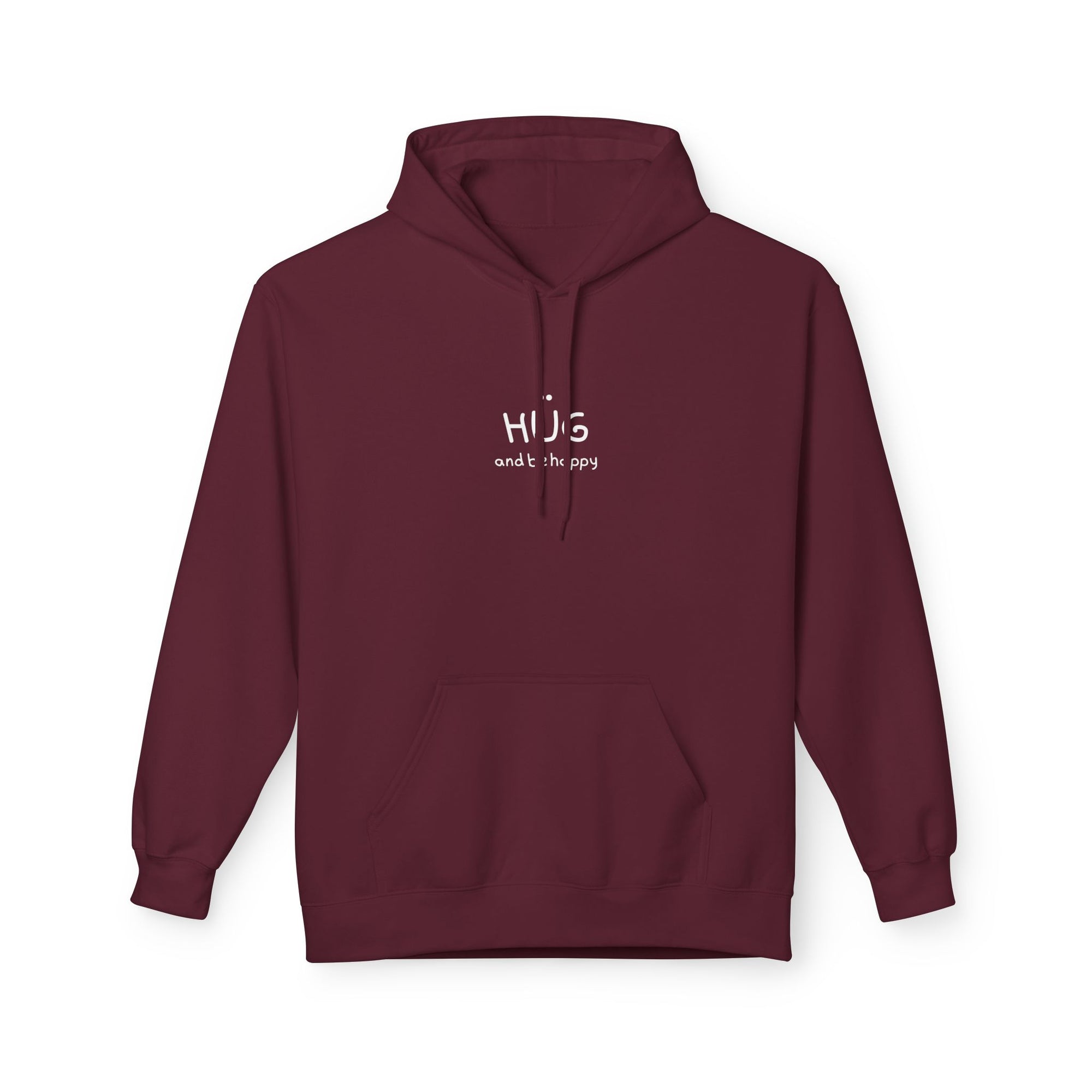 Spread some love with our "Hug and Be Happy" - Unisex Midweight Soft-style Fleece Hoodie for Ultimate Comfort (Click for MORE COLORS)