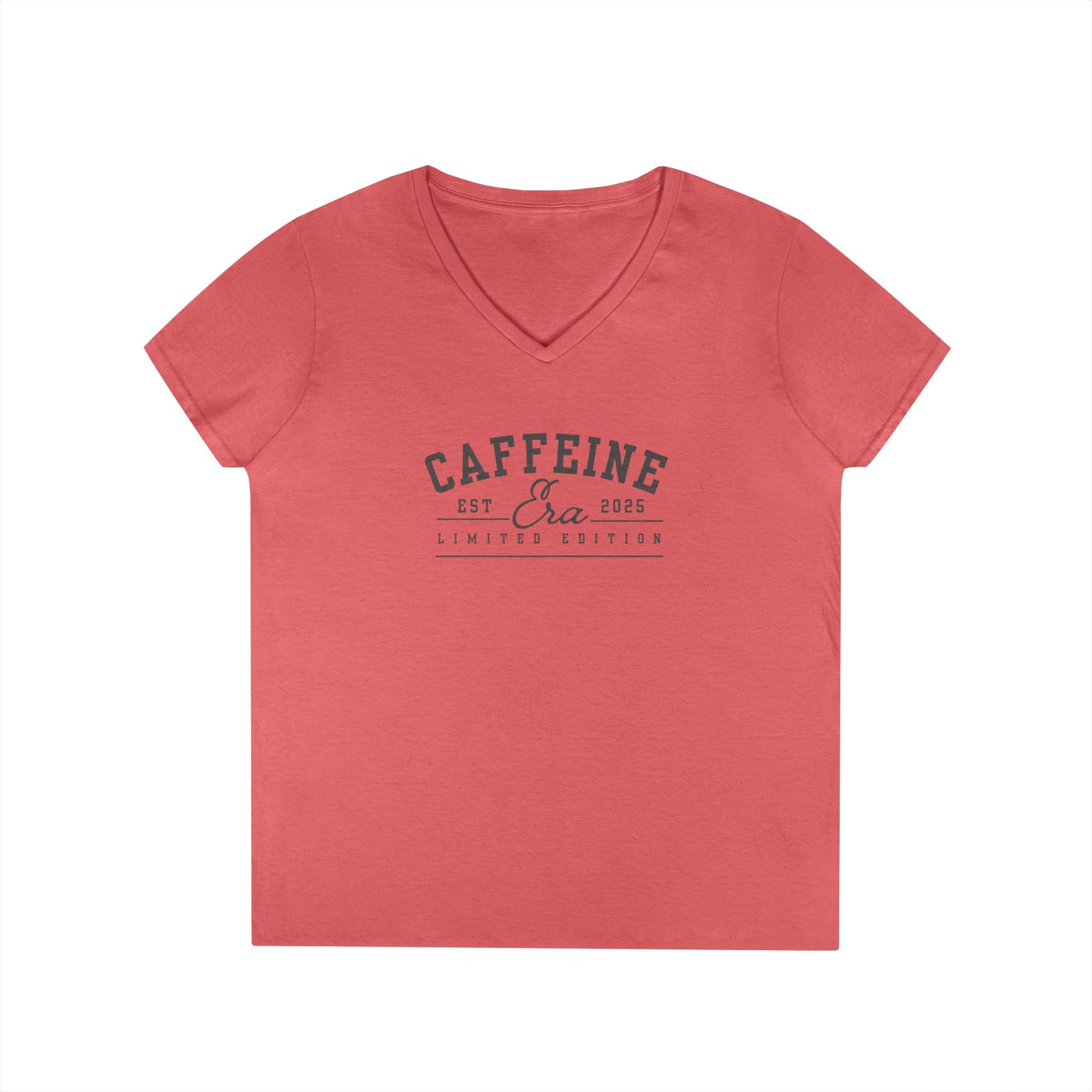 Caffeine Lovers Flattering V-Neck Tee, Casual Women's Top, Trending Gift for Coffee Enthusiasts (Click for more colors.)