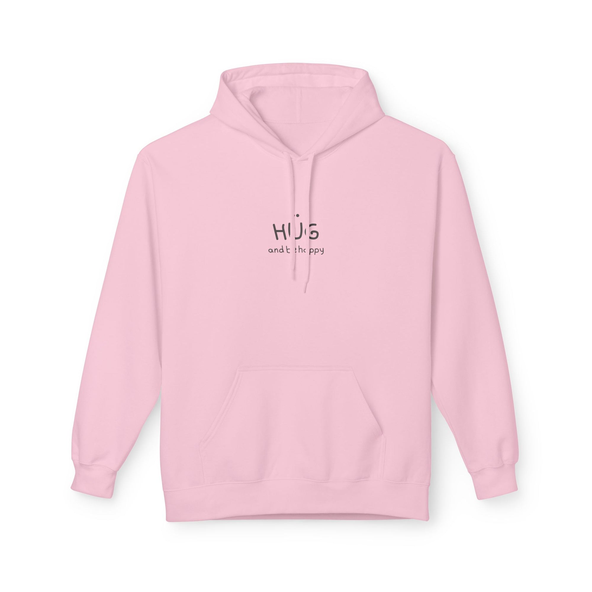 Spread some love with our "Hug and Be Happy" - Unisex Midweight Soft-style Fleece Hoodie for Ultimate Comfort (Click for MORE COLORS)