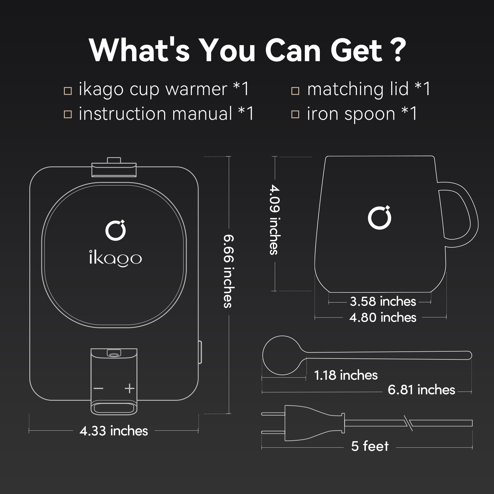 iKago Coffee Mug Warmer Set, Temperature Control Smart Heated Mug for Desk, Electric Coffee Warmer with Auto Shut Off & Real-Time Temp Display, Gifts for Men Women, 15oz, Beige