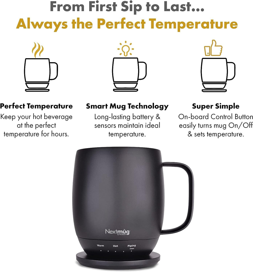Nextmug - Temperature-Controlled, Self-Heating Coffee Mug (Graphite - 14 oz.)