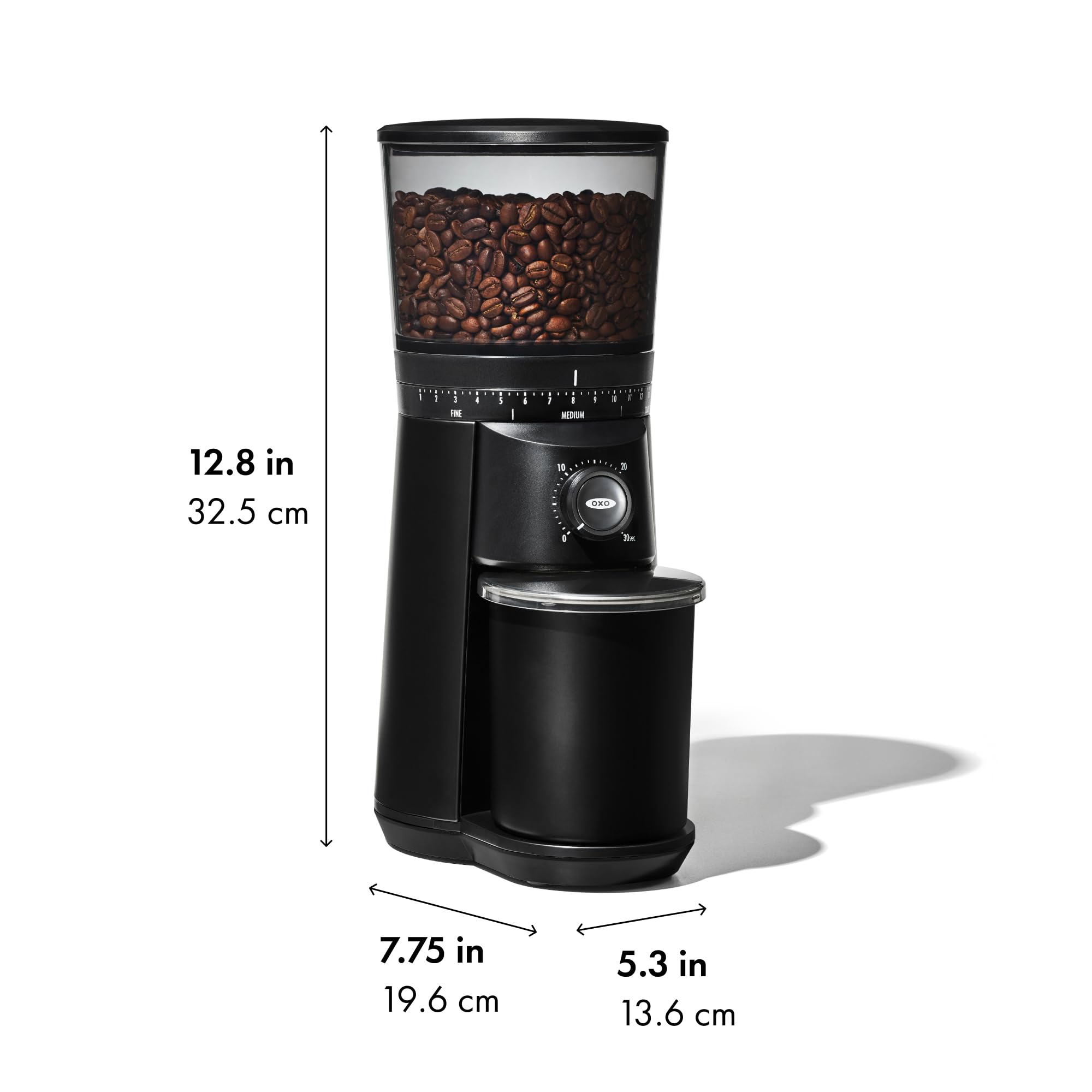 OXO Brew Conical Burr Grinder - Matte Black, Stainless Steel Burrs, One-Touch Automatic Smart Grind