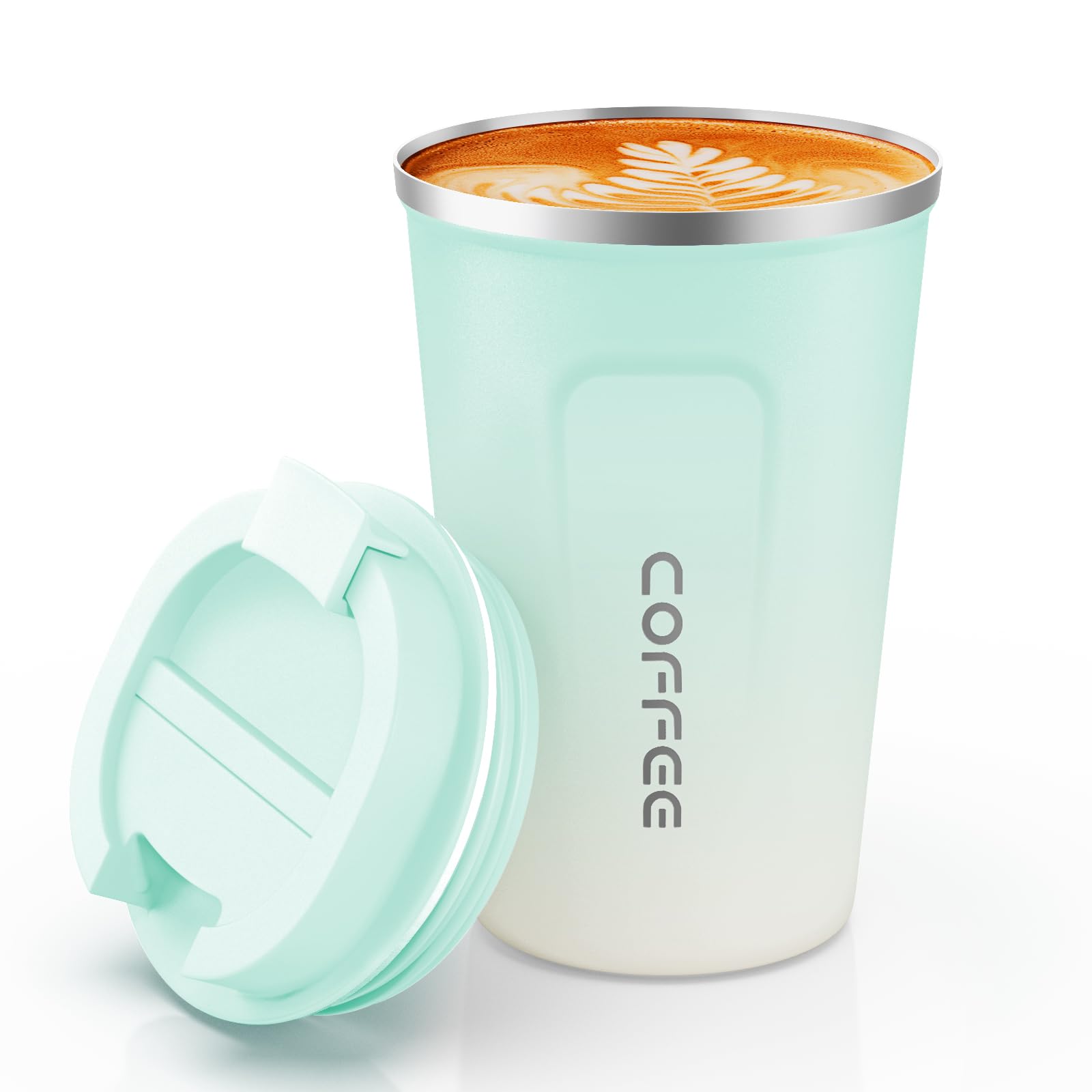 CS COSDDI 12 oz Stainless Steel Vacuum Insulated Tumbler - Coffee Travel Mug Spill Proof with Lid - Coffee Cups for Keep Hot/Ice Coffee,Tea and Beer (blue-white380ML)