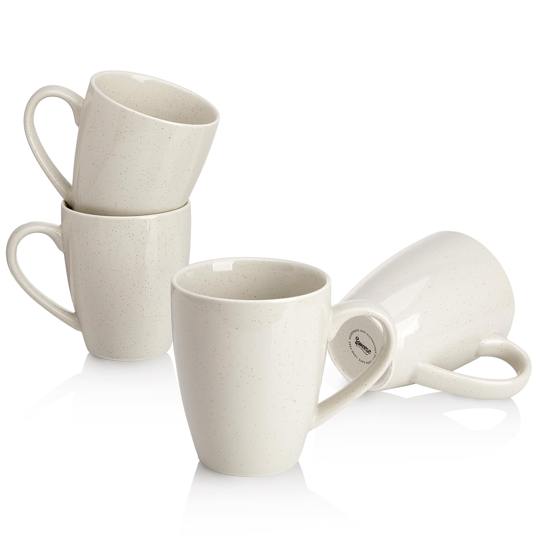 Sweese Porcelain Coffee Mugs - 16 Ounce (Top to the Rim) for Coffee, Tea, Cocoa, Set of 4, Dove Grey