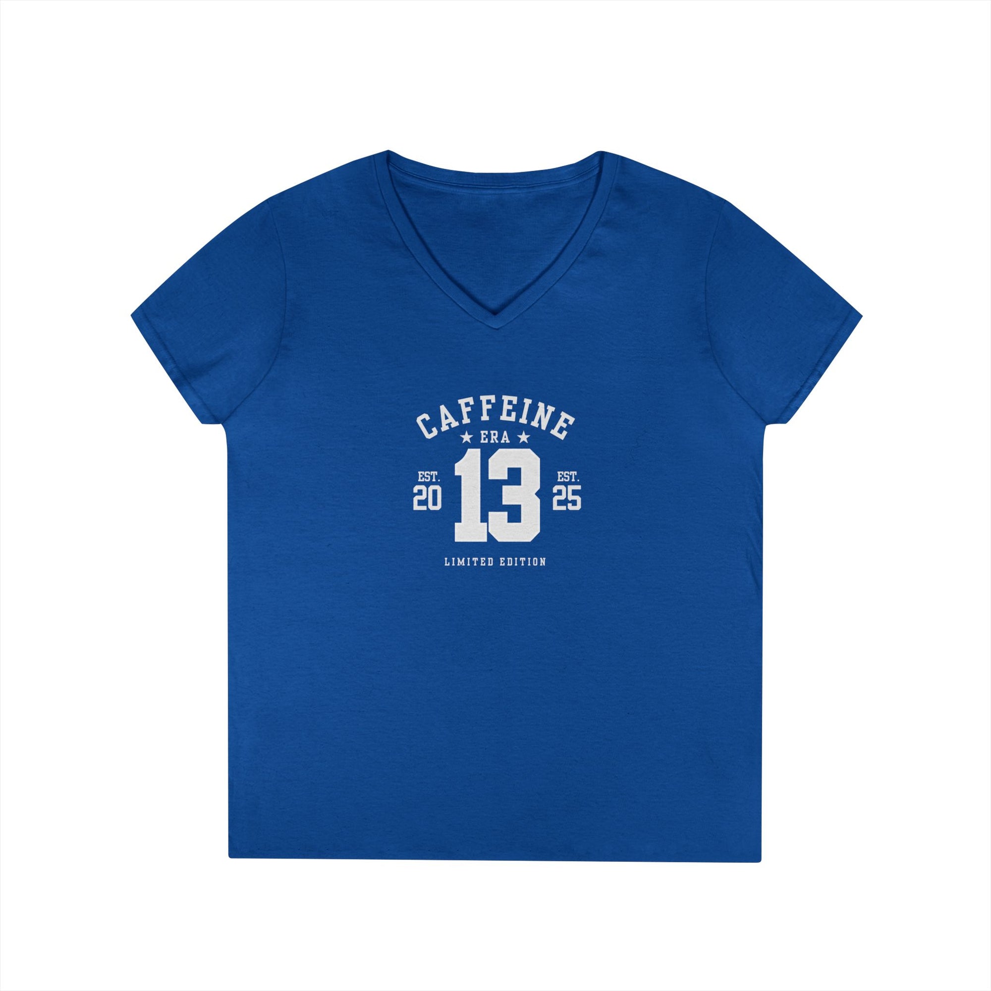 Caffeine Lovers Flattering V-Neck Tee, Casual Women's Top, Trending Gift for Coffee Enthusiasts (Click for more colors.)