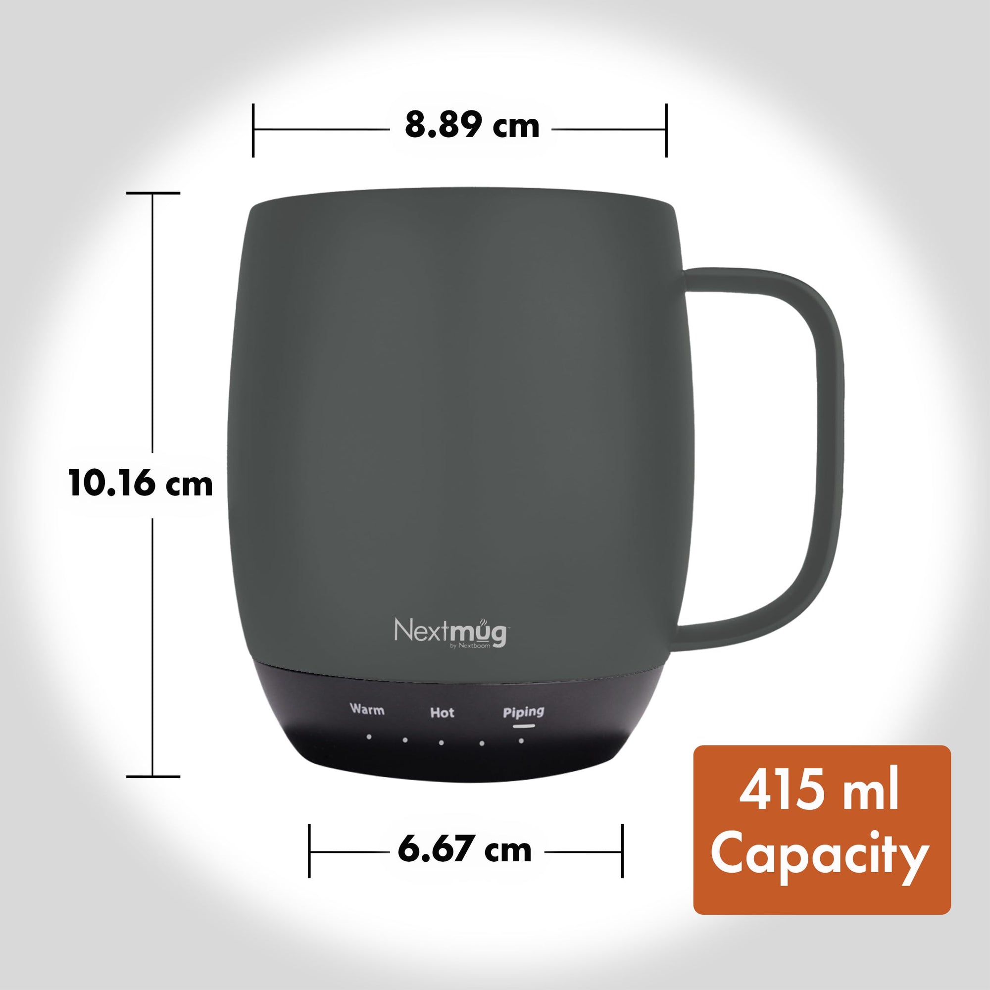Nextmug - Temperature-Controlled, Self-Heating Coffee Mug (Graphite - 14 oz.)