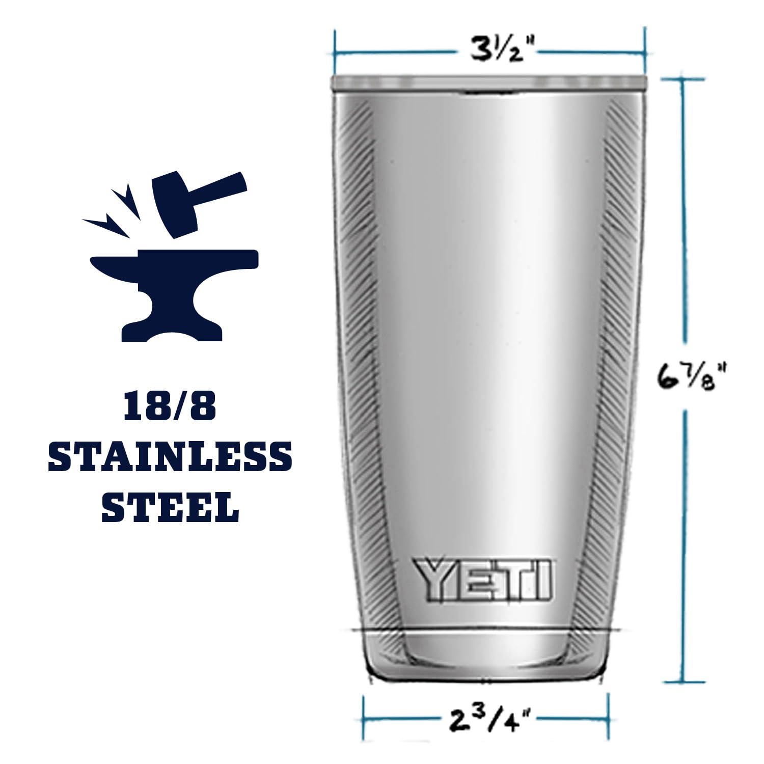 YETI Rambler 20 oz Tumbler, Stainless Steel, Vacuum Insulated with MagSlider Lid, Cape Taupe