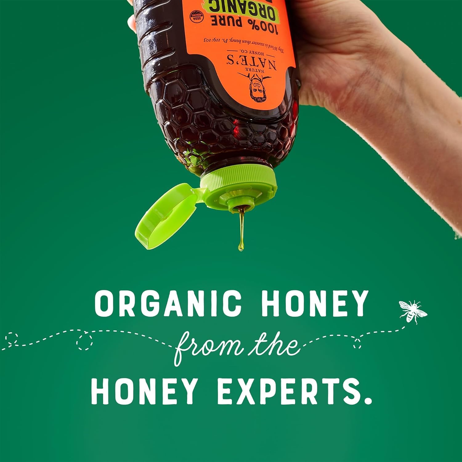 Nate's Organic 100% Pure, Raw & Unfiltered Honey - USDA Certified Organic - 16oz. Squeeze Bottle