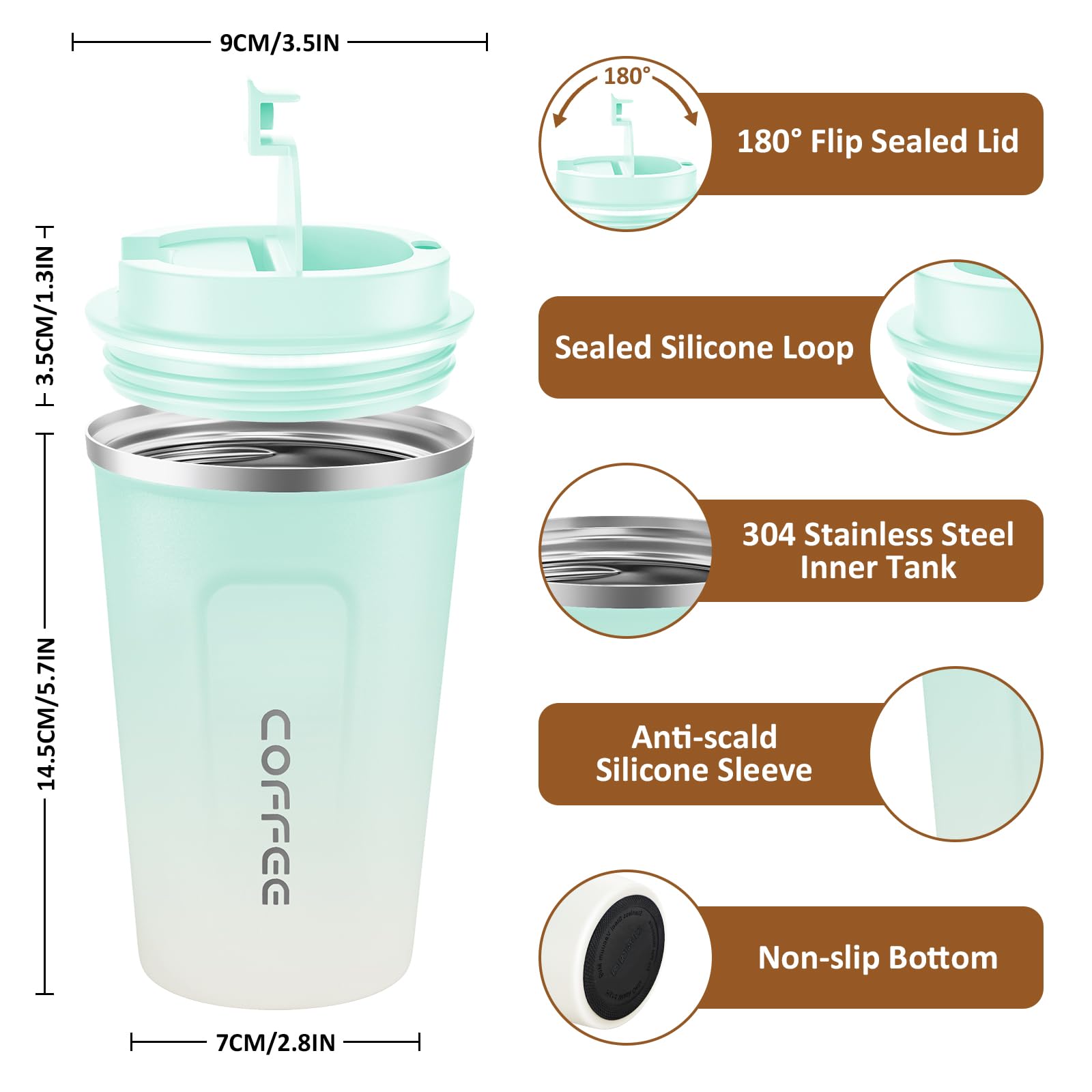 CS COSDDI 12 oz Stainless Steel Vacuum Insulated Tumbler - Coffee Travel Mug Spill Proof with Lid - Coffee Cups for Keep Hot/Ice Coffee,Tea and Beer (blue-white380ML)