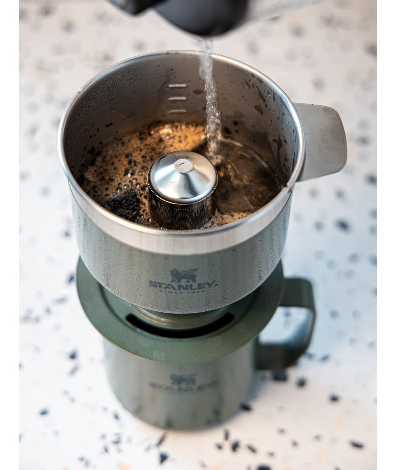 Stanley Perfect Brew Pour Over Set | 12 oz Camp Mug with Lid Included | Drip Coffee Maker with Reusable Filter | Insulated Stainless Steel | BPA-Free | Cream Gloss