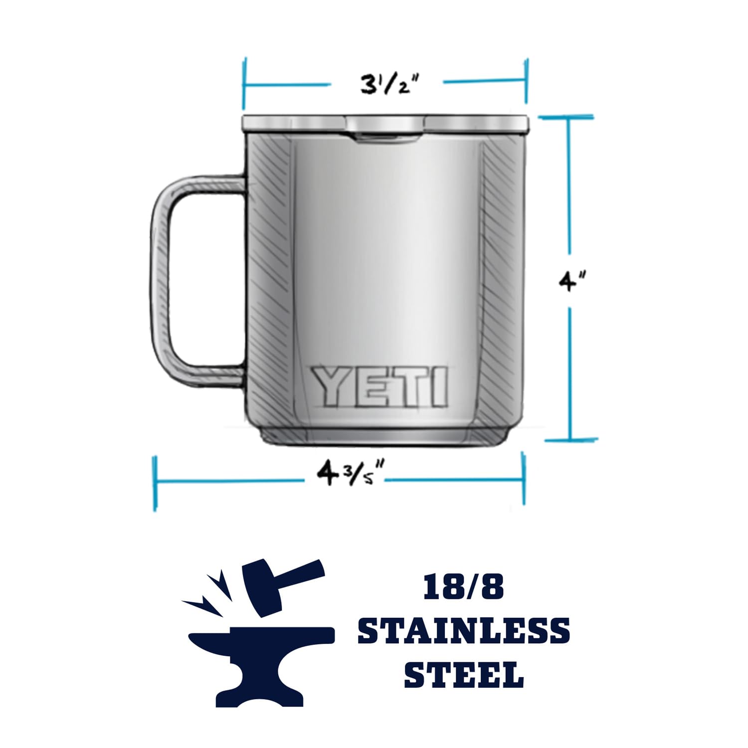 YETI Rambler 10 oz Stackable Mug, Vacuum Insulated, Stainless Steel with MagSlider Lid, Seafoam