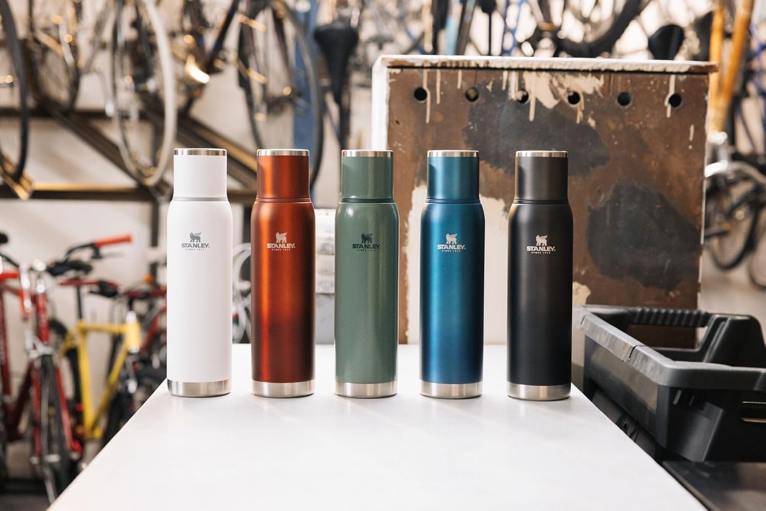 Stanley Adventure-To-Go Vacuum Bottle 1.1 qt | Wide Mouth with Leakproof Cup Lid | Keep Drinks Hot or Cold | Packable for Travel | Insulated Stainless Steel Thermal Bottle | BPA-Free | Frost