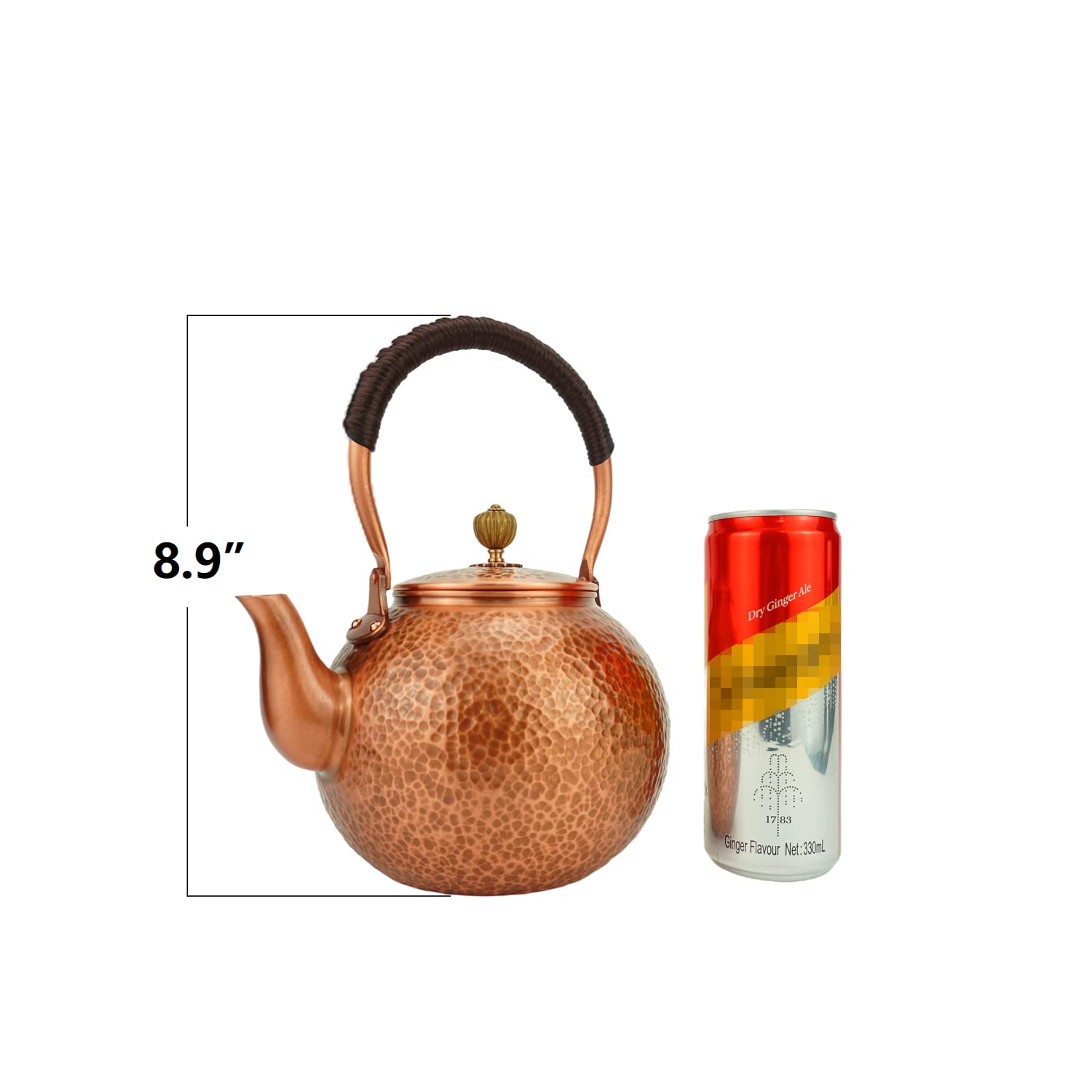 Funmaker Handmade Solid Copper Tea Pot Kettle Stovetop Teapot Thick Hammered Copper Tea Pot Kettle Stovetop Teapot Made for gasstove tops pure copper kettle (Type 3-1400ml)