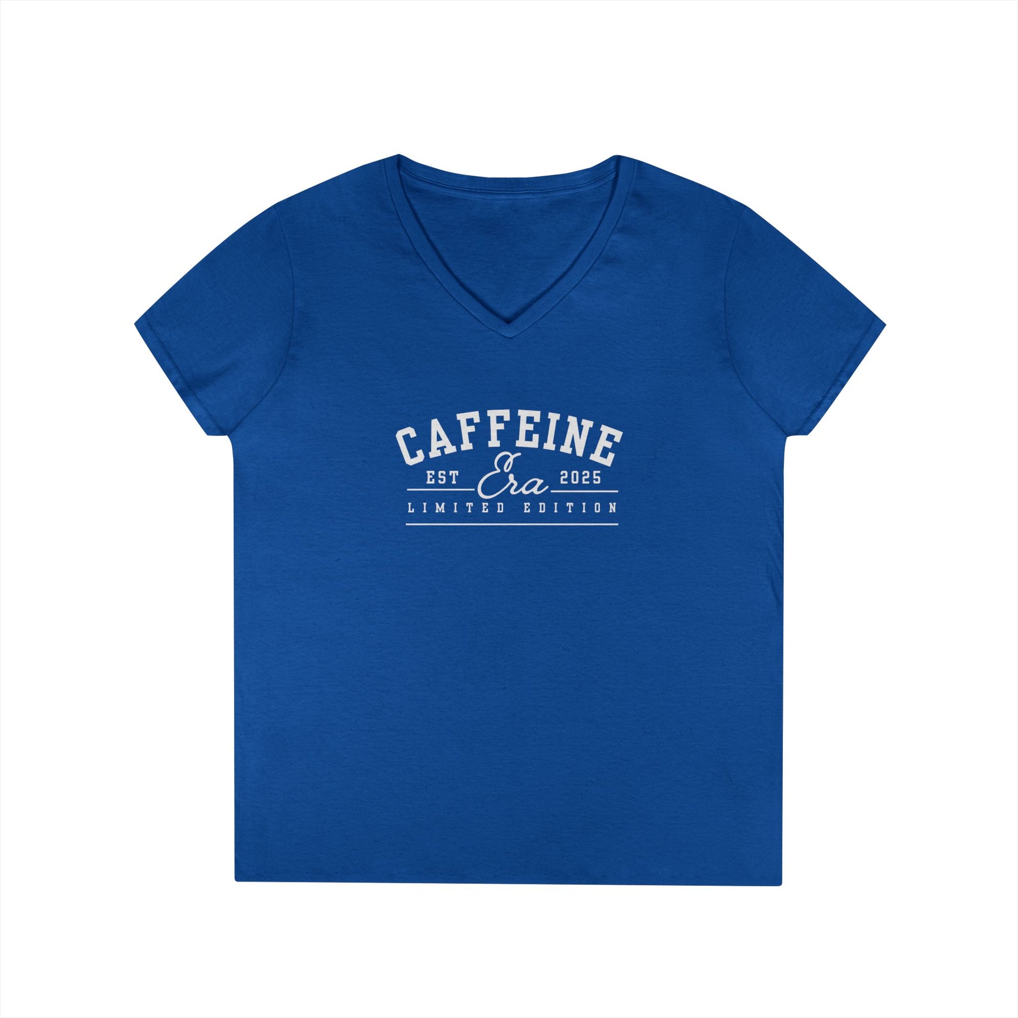 Caffeine Lovers Flattering V-Neck Tee, Casual Women's Top, Trending Gift for Coffee Enthusiasts (Click for more colors.)