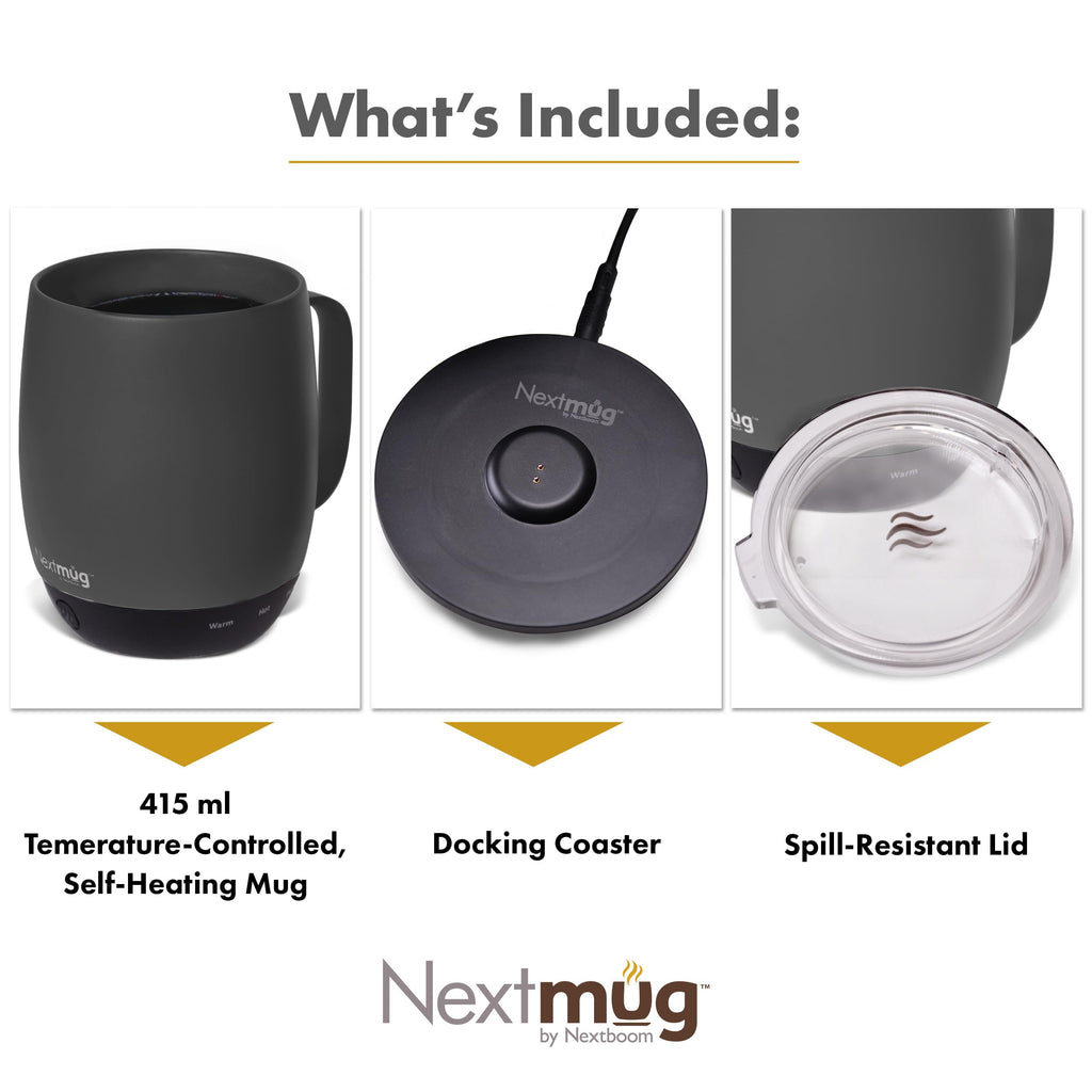 Nextmug - Temperature-Controlled, Self-Heating Coffee Mug (Graphite - 14 oz.)