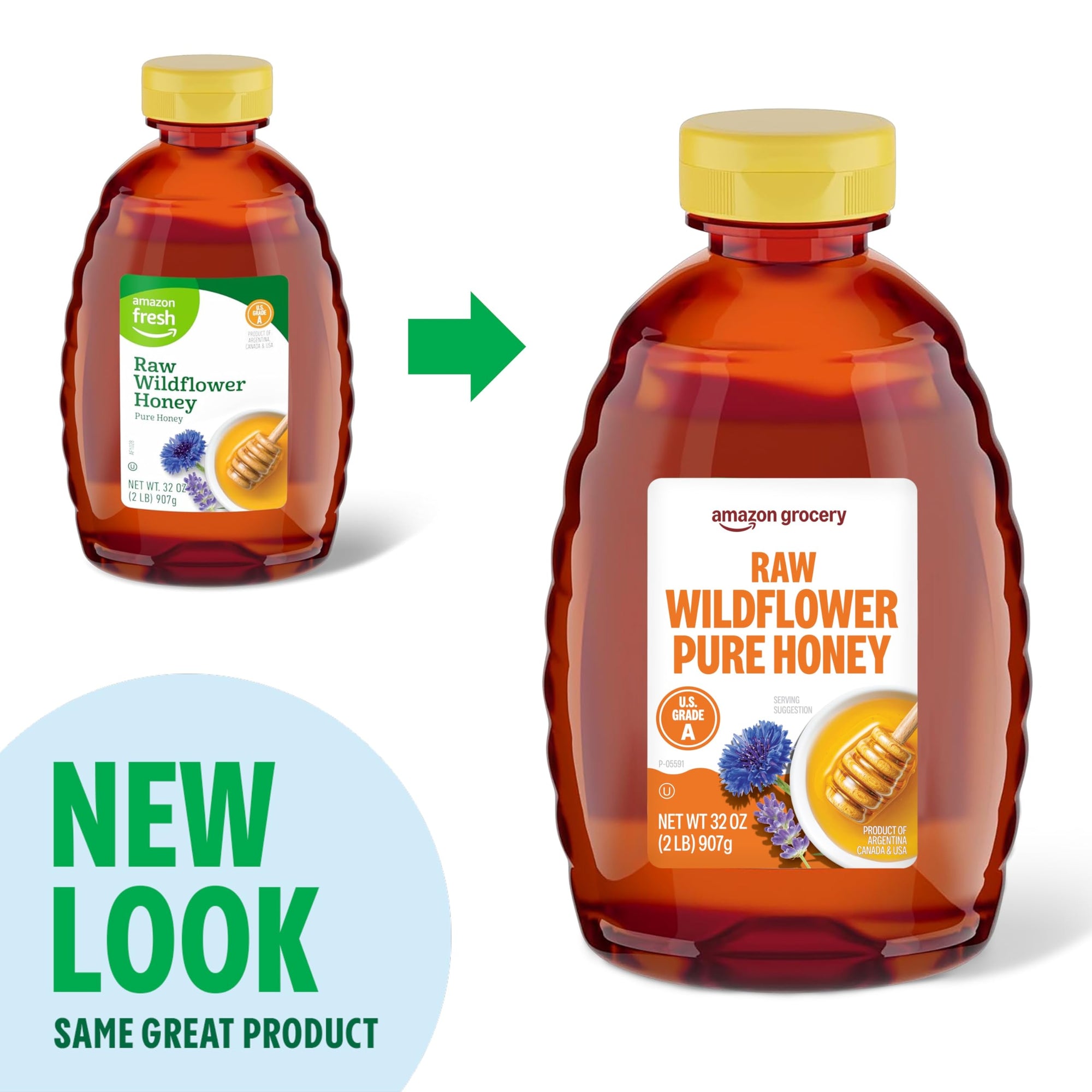 Amazon Grocery, Raw Wildflower Pure Honey, 2 Lb (Previously Amazon Fresh, Packaging May Vary)