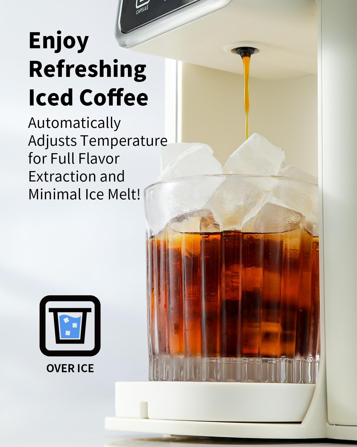 KIDISLE Hot & Iced Coffee Maker with Bold Setting, Single Serve Coffee Maker for K Cup and Grounds, 6-14 Oz Brew Sizes, 50 Oz Removable Water Tank, One Cup Coffee Machine with Reusable Filter, White