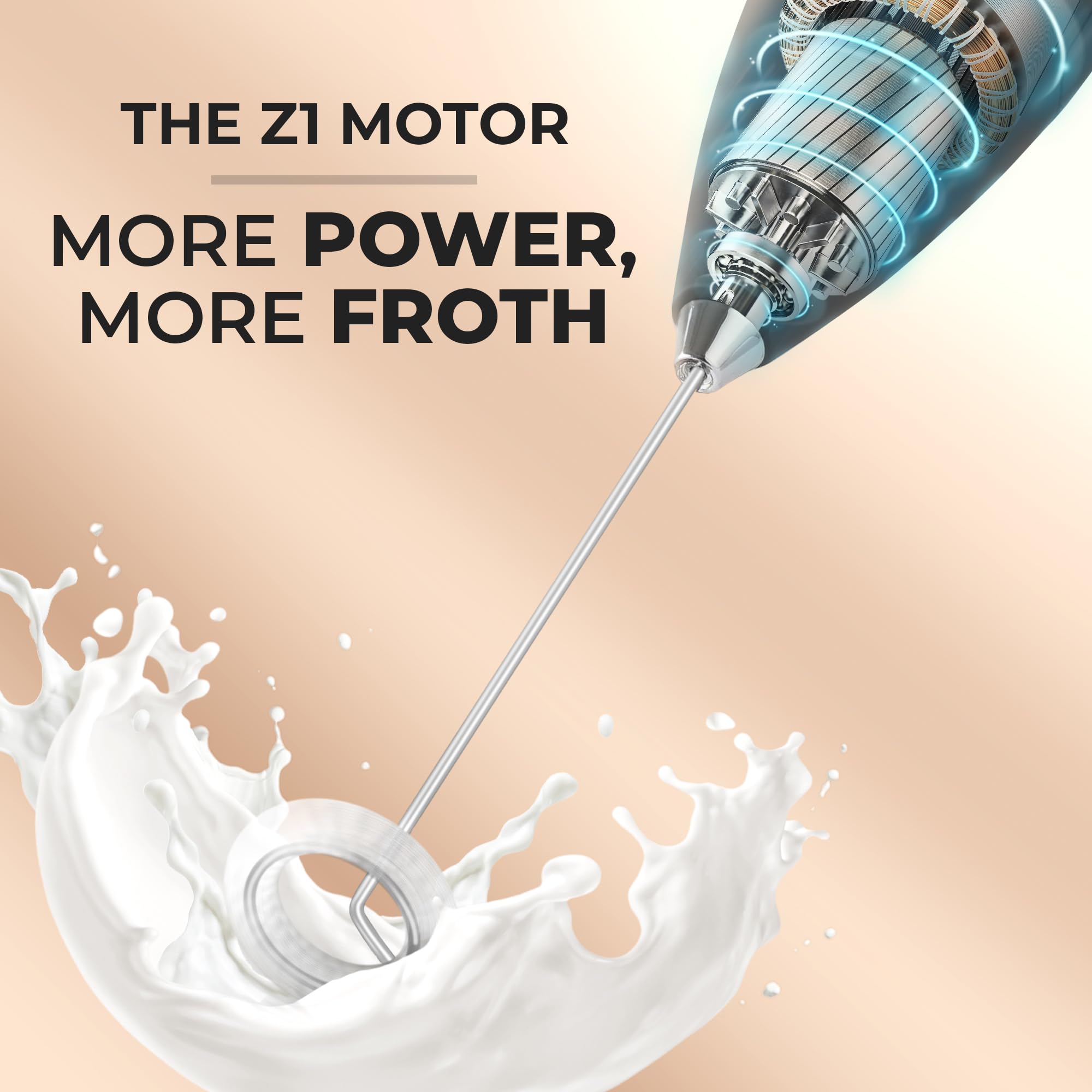 Zulay Kitchen Powerful Milk Frother Wand With 2 Duracell Batteries - Ultra Fast Handheld Drink Mixer - Electric Whisk Foam Maker for Coffee, Lattes, Cappuccino, Matcha, Hot Chocolate & Creamer - Black