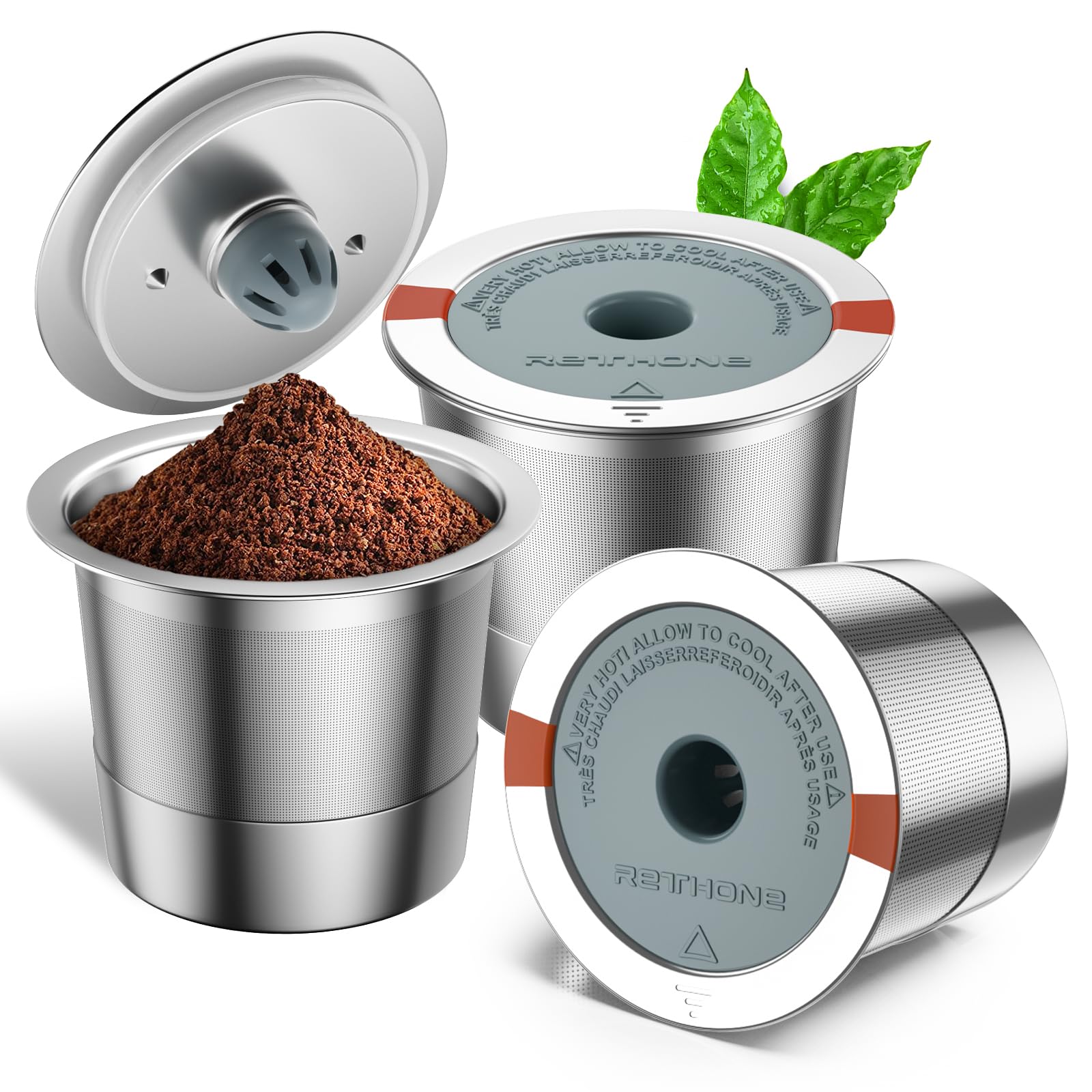 RETHONE Reusable K Cups for Keurig:Refillable K Cups Coffee Pods for Keurig 1.0 & 2.0 Coffee Machine,Stainless Steel Coffee Filters-SUS 304‌, Easy to Clean,Lid-Body Tight Seal