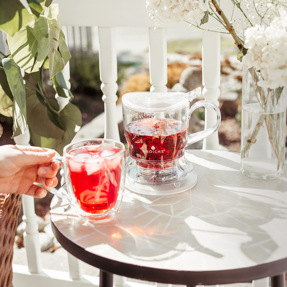 GROSCHE Aberdeen Tea Infuser Teapot & Smart Tea Maker - BPA-Free, Drip-Free Design | Coaster | Easy Brew | Easy Clean Steeper (17.7 oz - 525 ml)