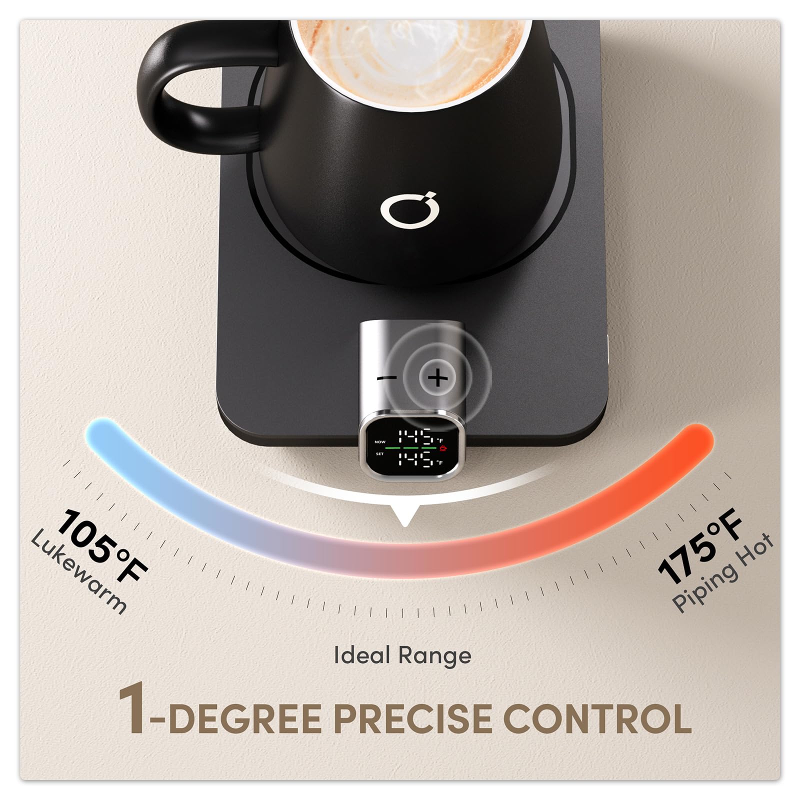 iKago Coffee Mug Warmer Set, Temperature Control Smart Heated Mug for Desk, Electric Coffee Warmer with Auto Shut Off & Real-Time Temp Display, Gifts for Men Women, 15oz, Black
