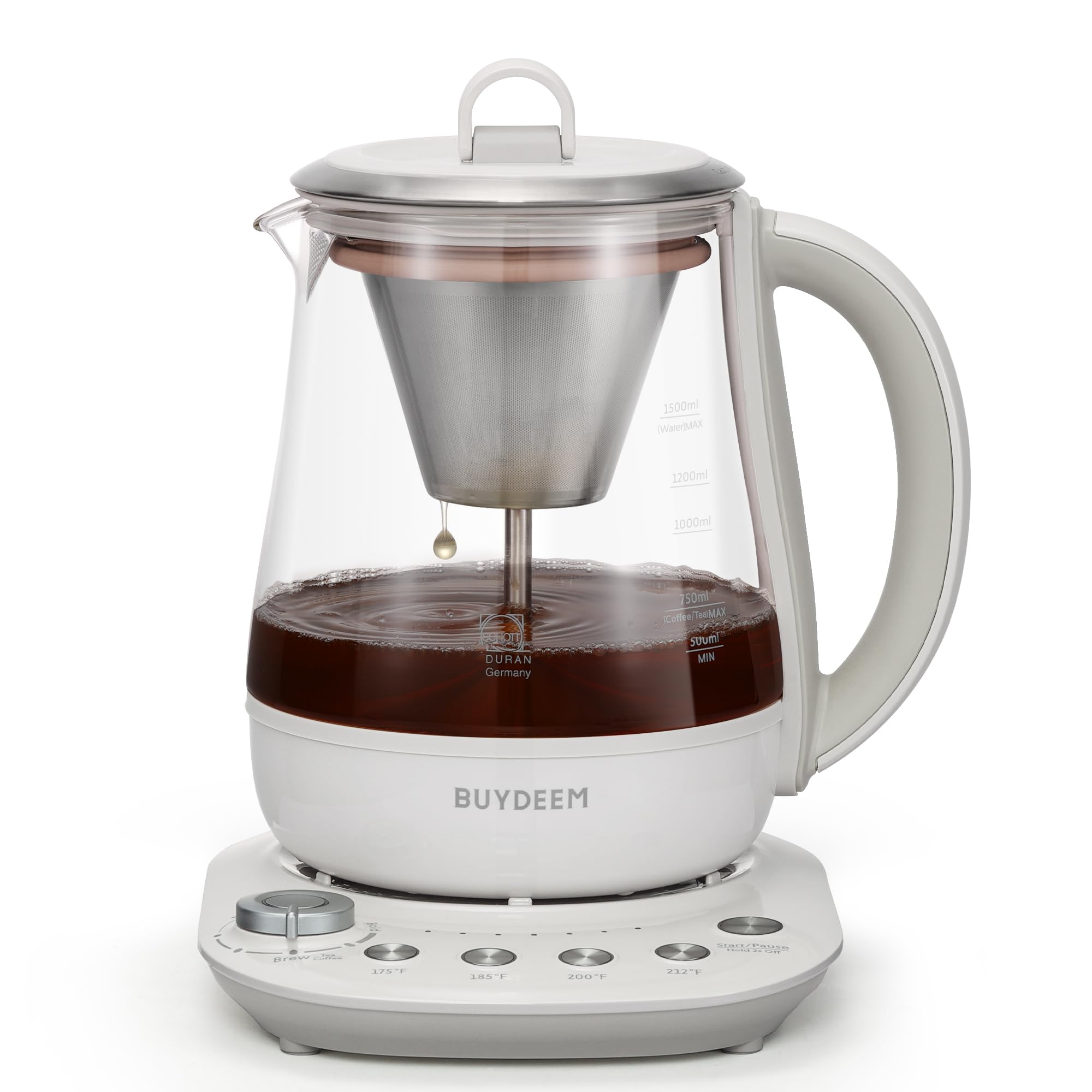 BUYDEEM K1563 Tea Maker, Electric Kettle for Coffee and Tea Brewer with 6 Flavor Controls, 4 Temperature Settings, 8 Hours Keep Warm, 1.5L