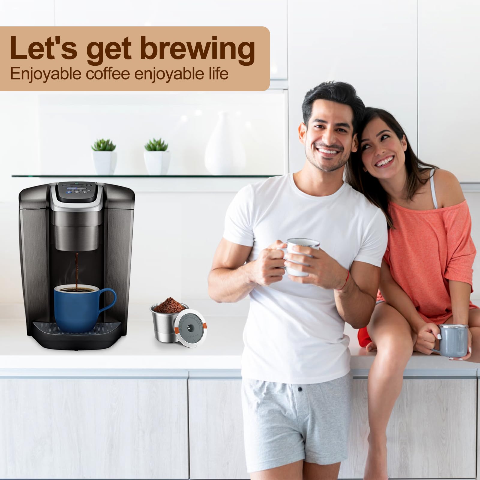 RETHONE Reusable K Cups for Keurig:Refillable K Cups Coffee Pods for Keurig 1.0 & 2.0 Coffee Machine,Stainless Steel Coffee Filters-SUS 304‌, Easy to Clean,Lid-Body Tight Seal