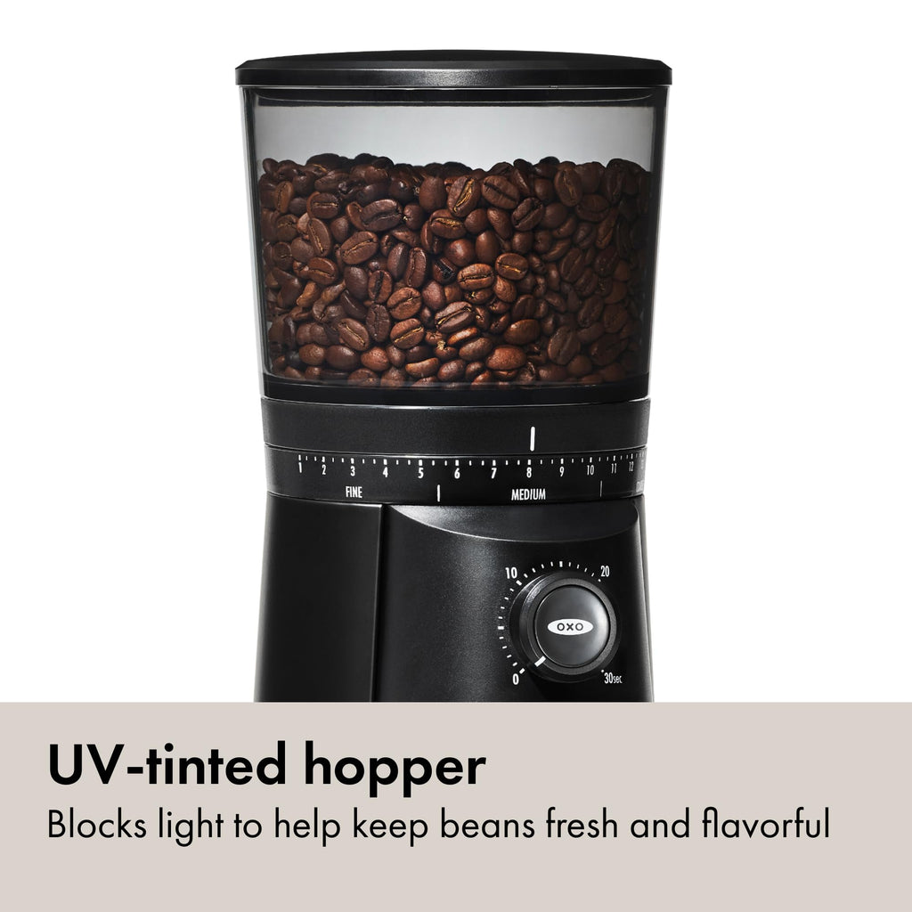 OXO Brew Conical Burr Grinder - Matte Black, Stainless Steel Burrs, One-Touch Automatic Smart Grind