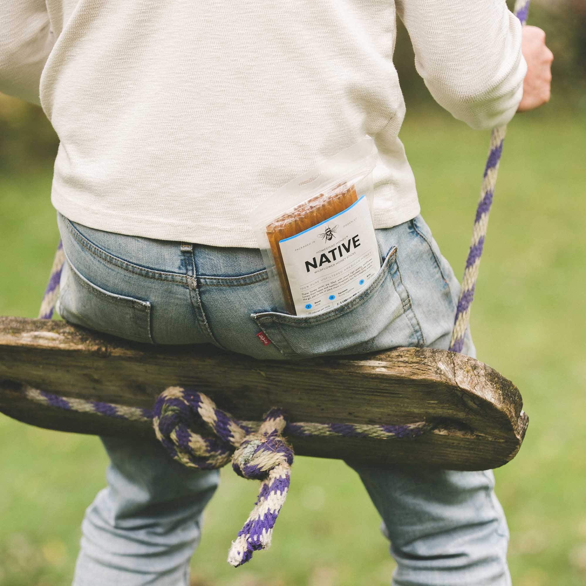Homestead Honey Native Sticks 100 Count - Pure Wildflower - Individual Packets - Unfiltered Snack for Kids, Hiking, and Tea - Natural, No Additives - 8.25x6x1.25 inches