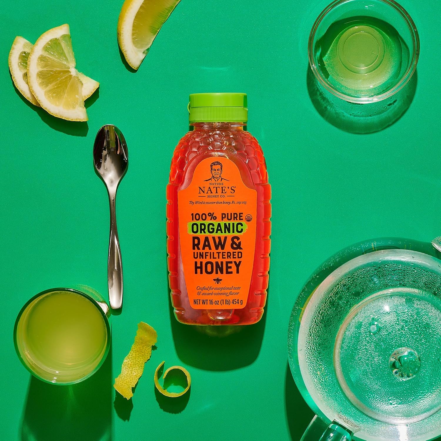 Nate's Organic 100% Pure, Raw & Unfiltered Honey - USDA Certified Organic - 16oz. Squeeze Bottle