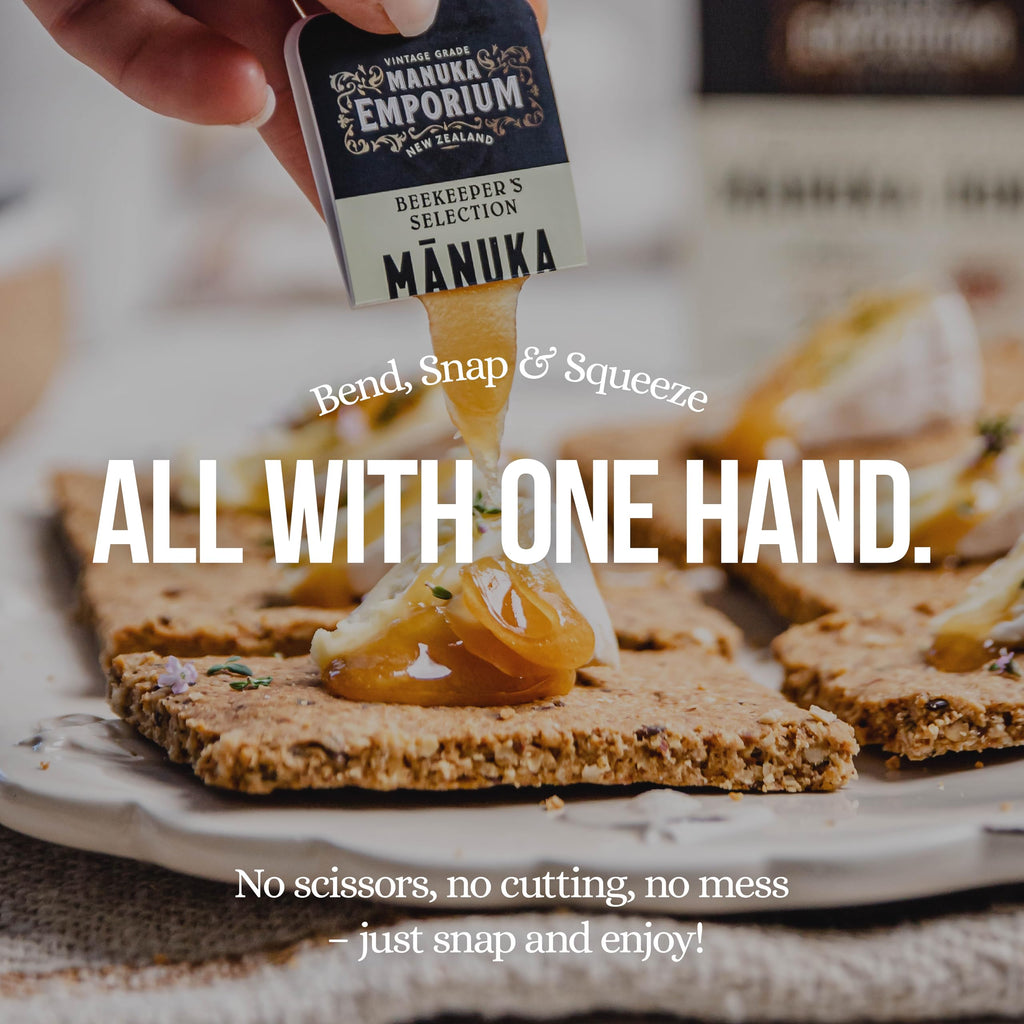 Manuka Emporium Raw Manuka Honey Packets MGO 263+ | 24 x 0.18oz Single-Serve Snaps | Certified Monofloral New Zealand Honey | UMF 10+ Equivalent | Travel-Friendly Superfood for Daily Wellness