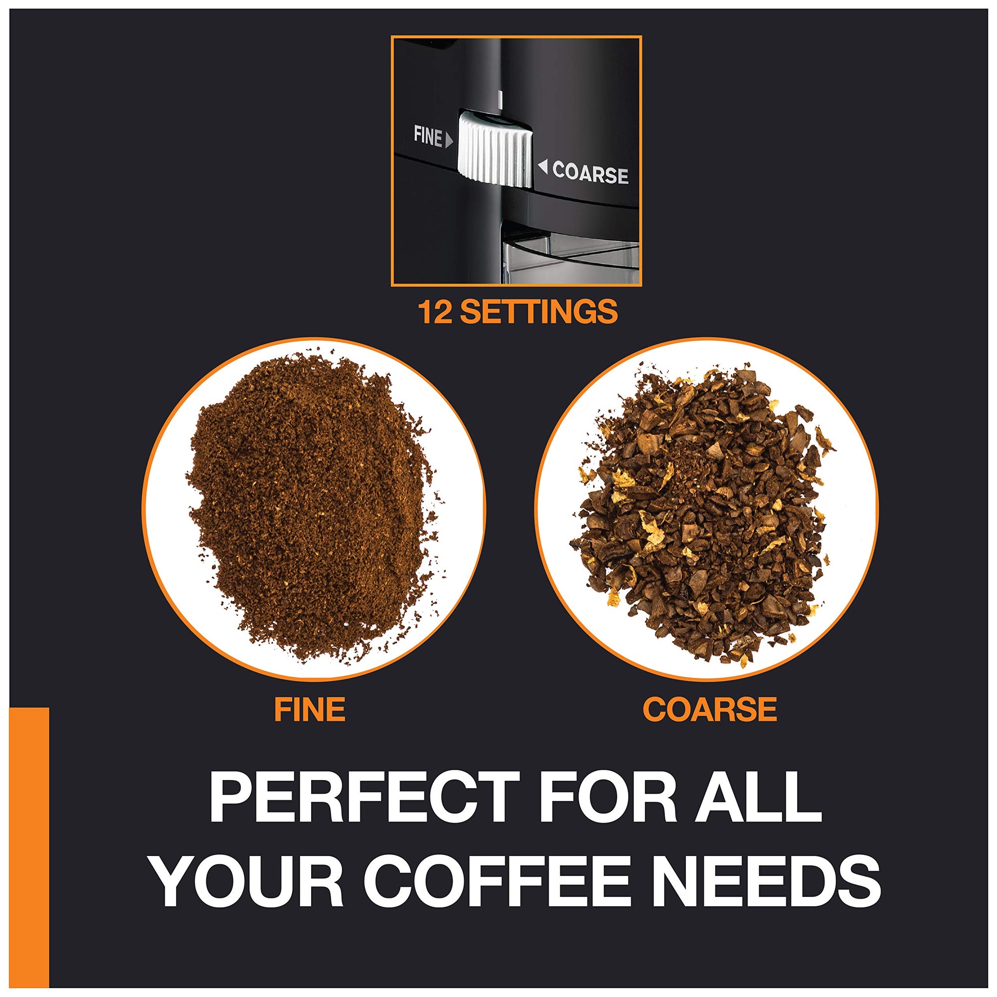 KRUPS Precision Burr Coffee Grinder: 12 Settings, 8 oz Capacity for Drip, French Press, Espresso, Pour Over, Cold Brew - Stainless Steel, 110W, Auto-Stop, Easy Clean
