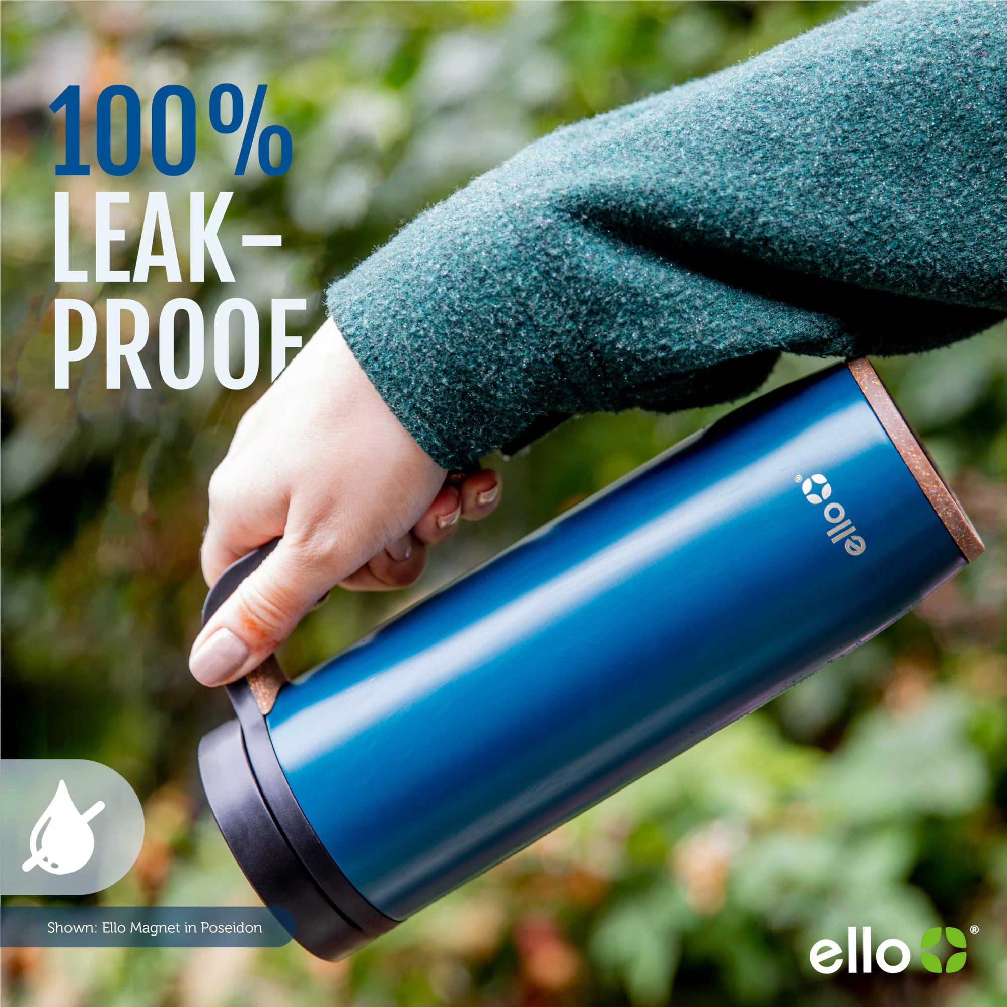Ello Magnet 18oz Vacuum Insulated Stainless Steel Travel Mug with Side Handle and Leak-Proof Slider Lid and Built-in Coaster, Keeps Hot for 5 Hours, Perfect for Coffee or Tea, BPA-Free, Limestone